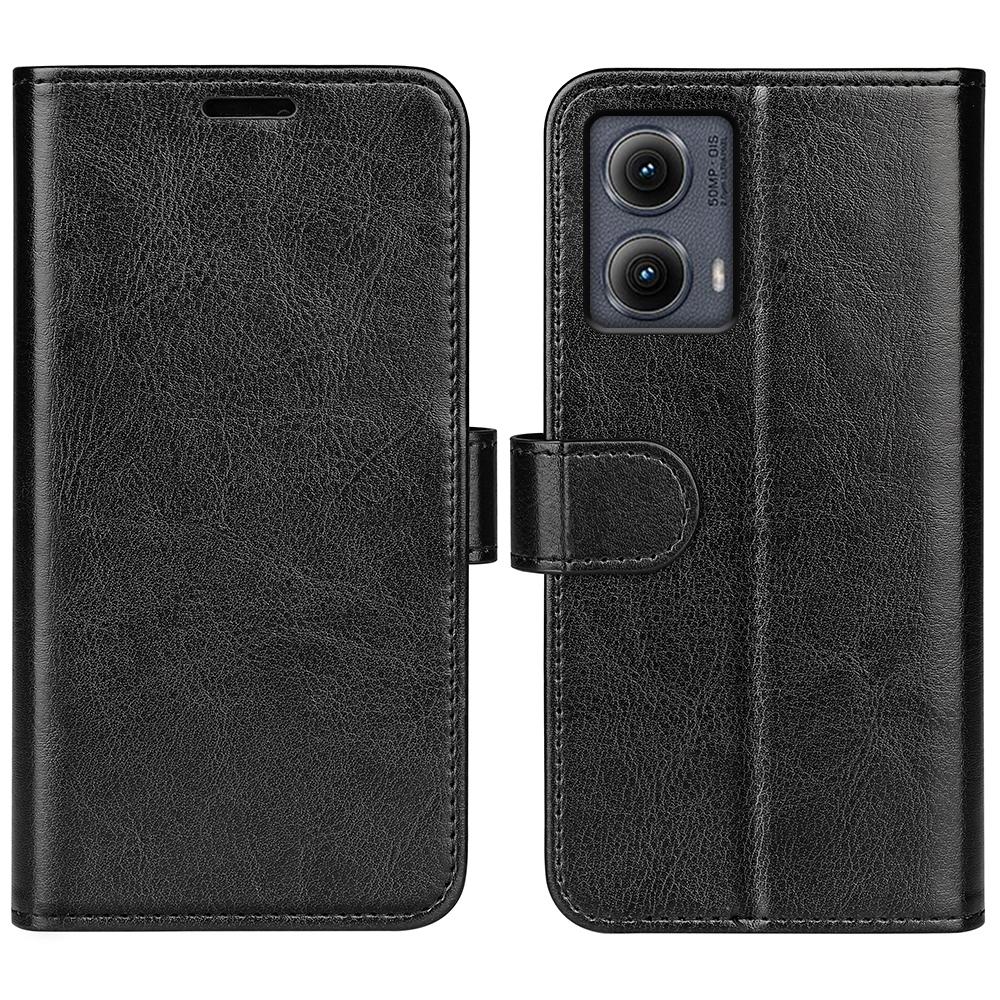 For Motorola Moto G 5G 2025 R64 Texture Horizontal Flip Leather Phone CaseBlack