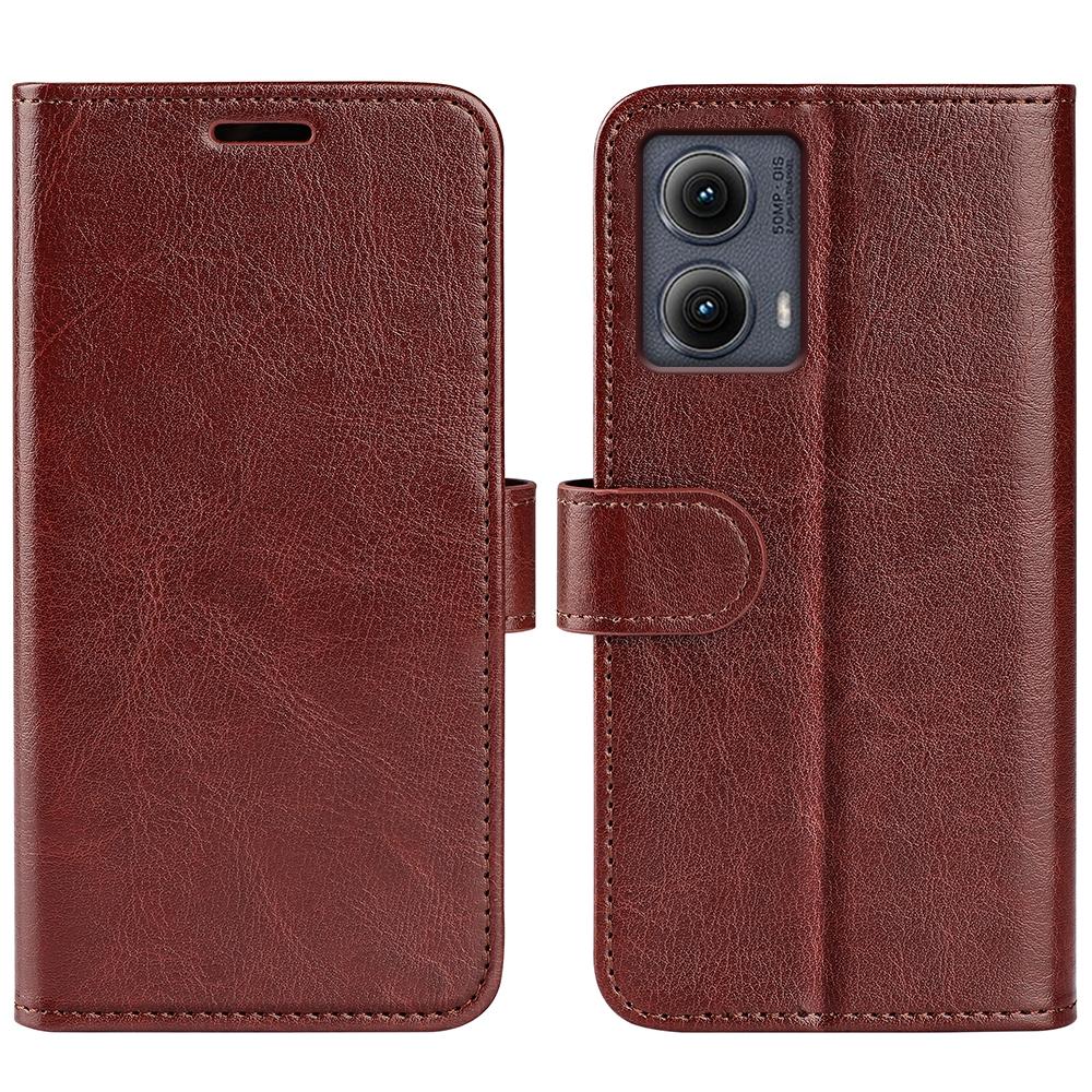 For Motorola Moto G 5G 2025 R64 Texture Horizontal Flip Leather Phone CaseBlack