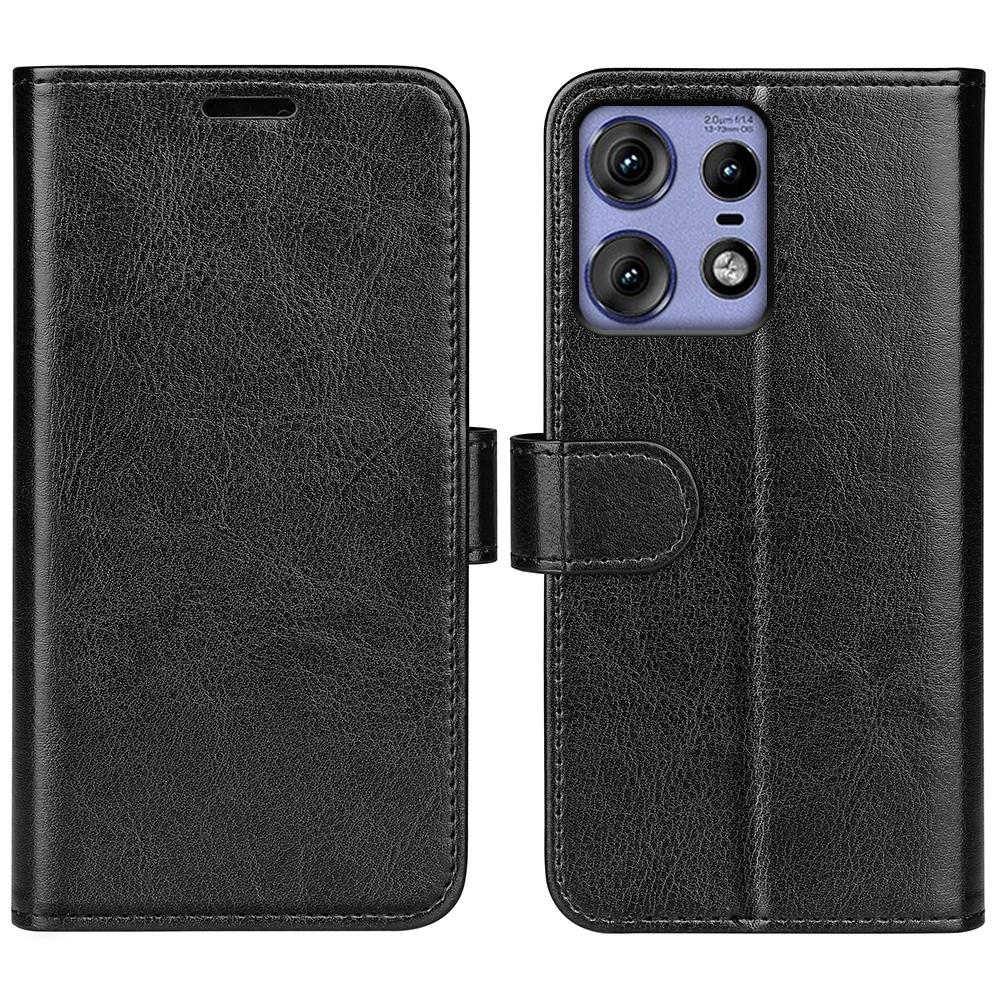 For Motorola Moto G 5G 2025 R64 Texture Horizontal Flip Leather Phone CaseBlack