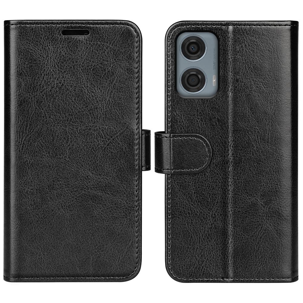 For Motorola Moto G 5G 2025 R64 Texture Horizontal Flip Leather Phone CaseBlack