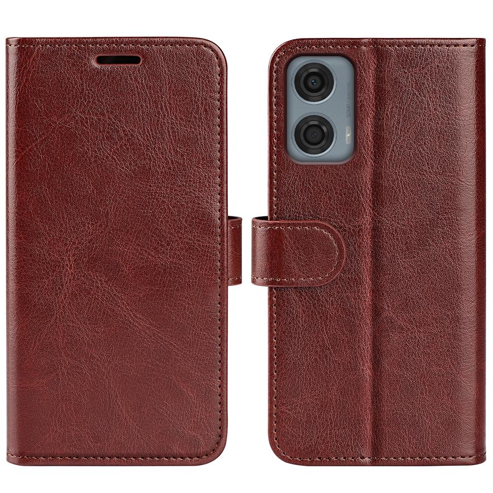 For Motorola Moto G 5G 2025 R64 Texture Horizontal Flip Leather Phone CaseBlack