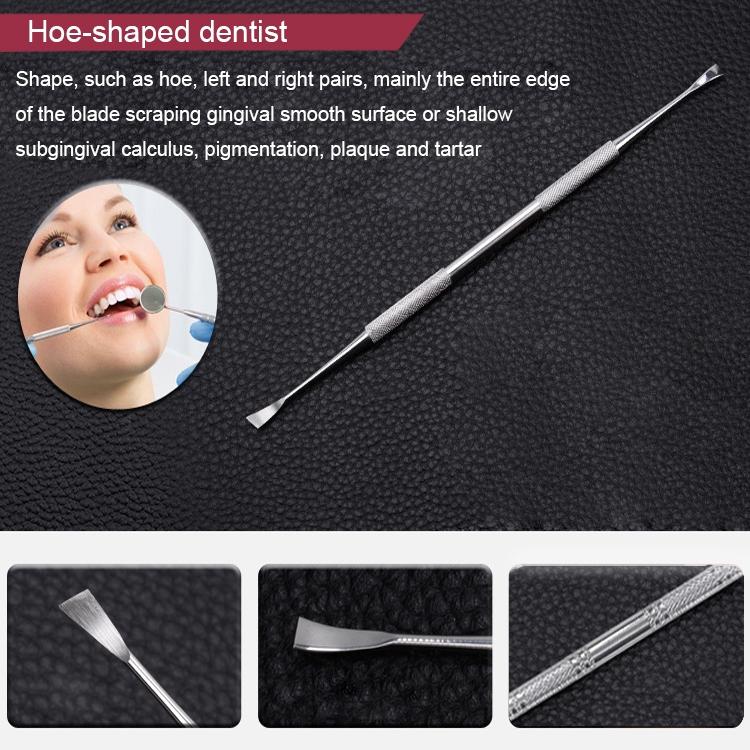 4 in 1 Dental Tool Set Stainless Steel Probe + Hoe-shaped Dentist + Dental Tweezers + Mouth Mirror