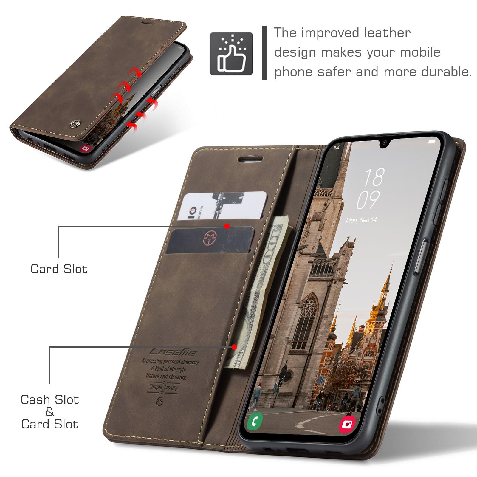 For Samsung Galaxy A15 5G CaseMe 013 Multifunctional Horizontal Flip Leather Phone CaseCoffee