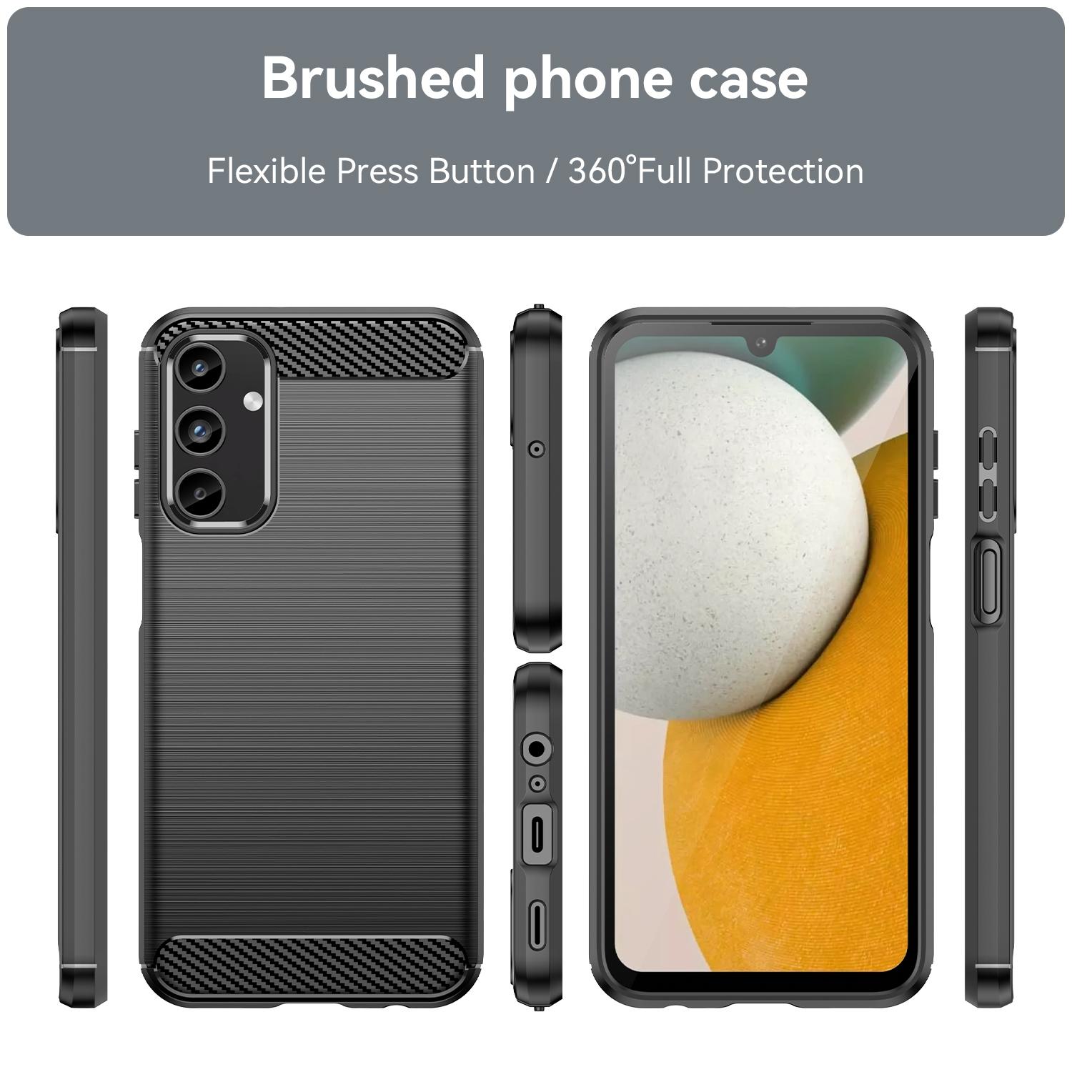 For Samsung Galaxy A15 5G Brushed Texture Carbon Fiber TPU Phone CaseBlack