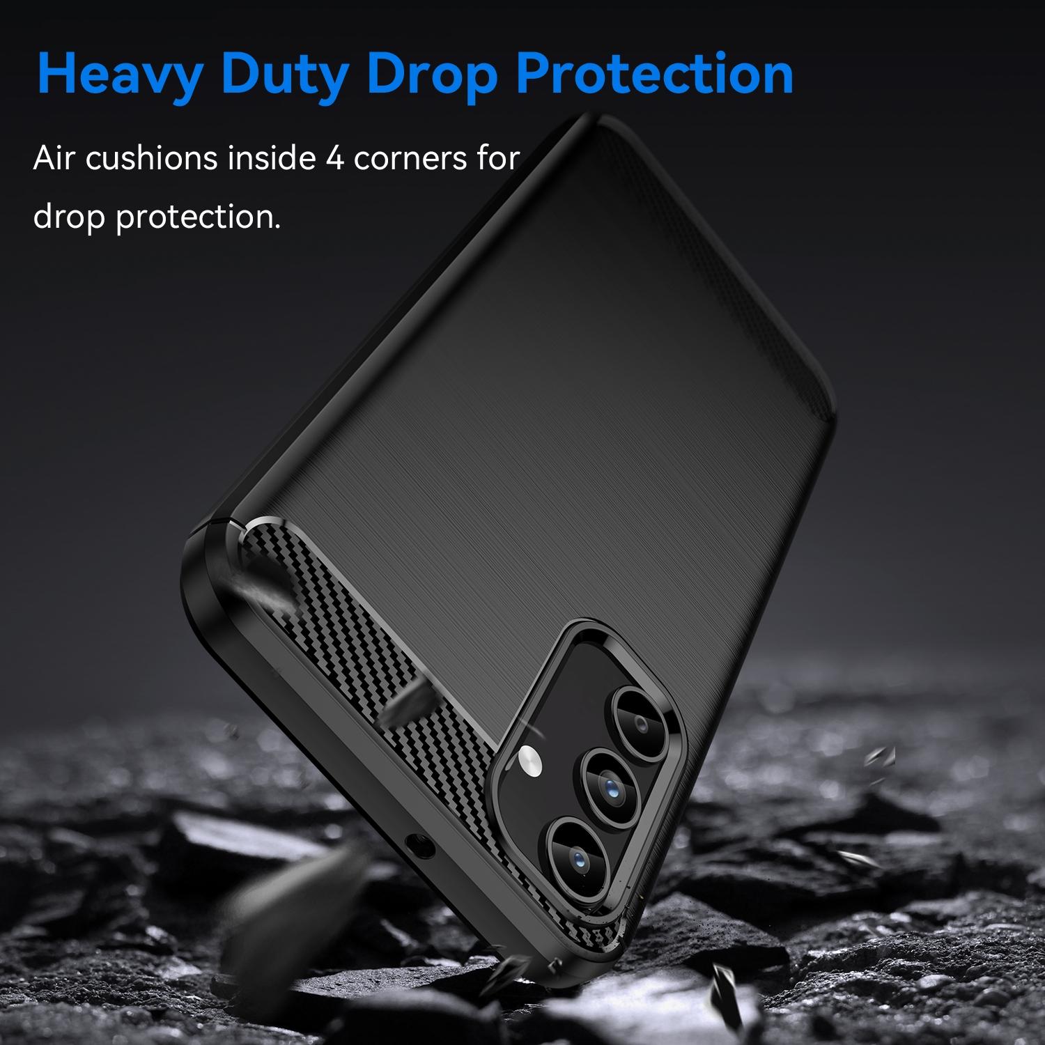 For Samsung Galaxy A15 5G Brushed Texture Carbon Fiber TPU Phone CaseBlack
