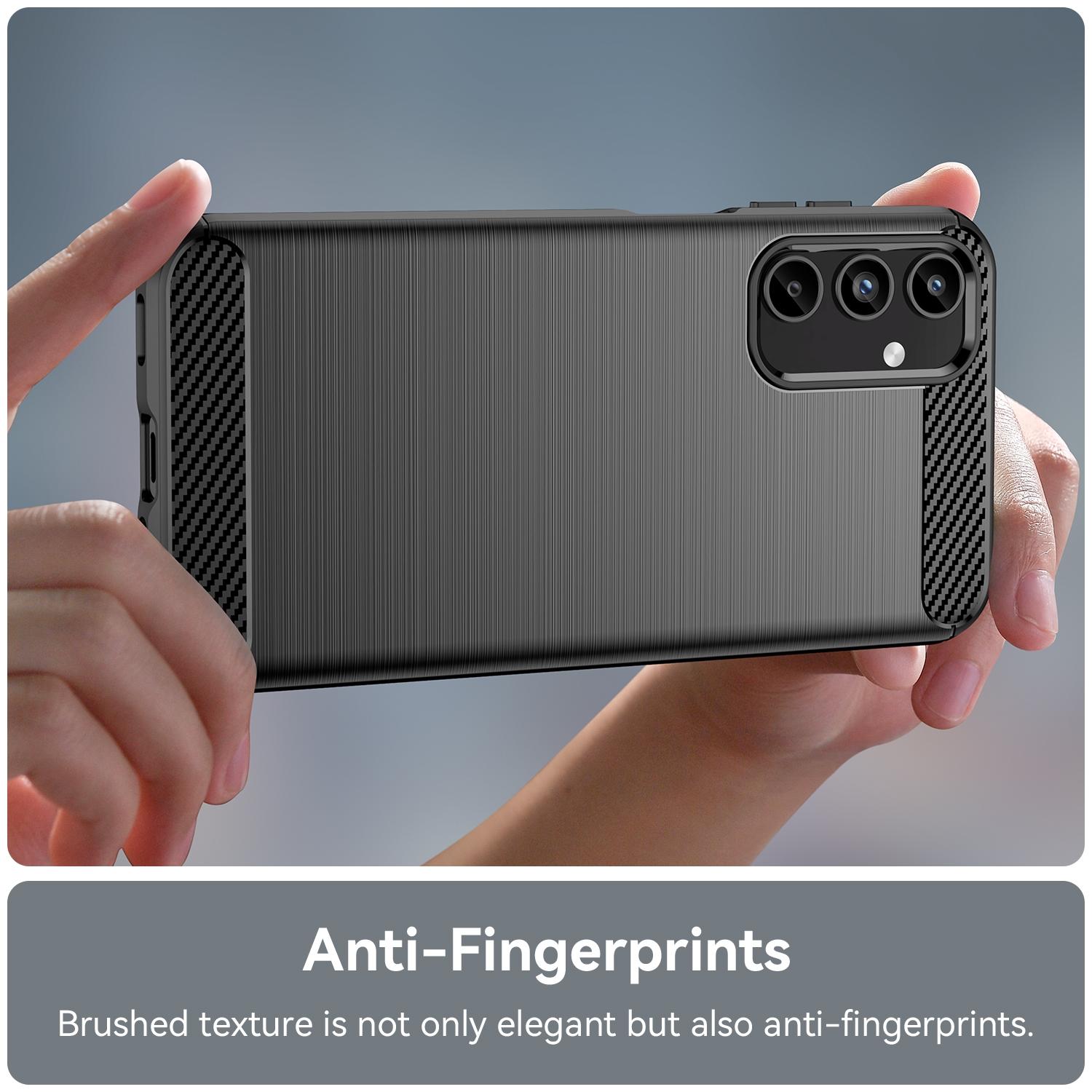 For Samsung Galaxy A15 5G Brushed Texture Carbon Fiber TPU Phone CaseBlack