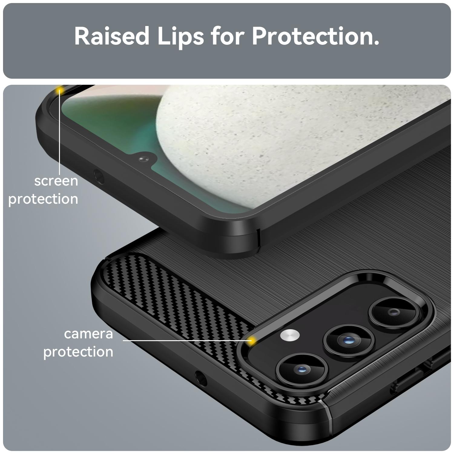 For Samsung Galaxy A15 5G Brushed Texture Carbon Fiber TPU Phone CaseBlack