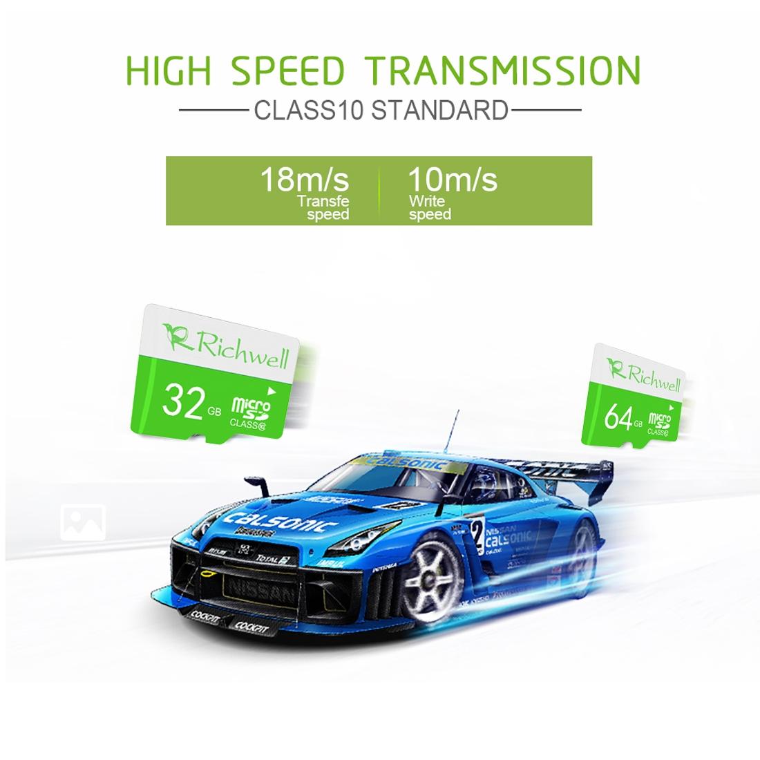 Richwell 64GB High Speed Class 10 Micro SDTF Memory Card
