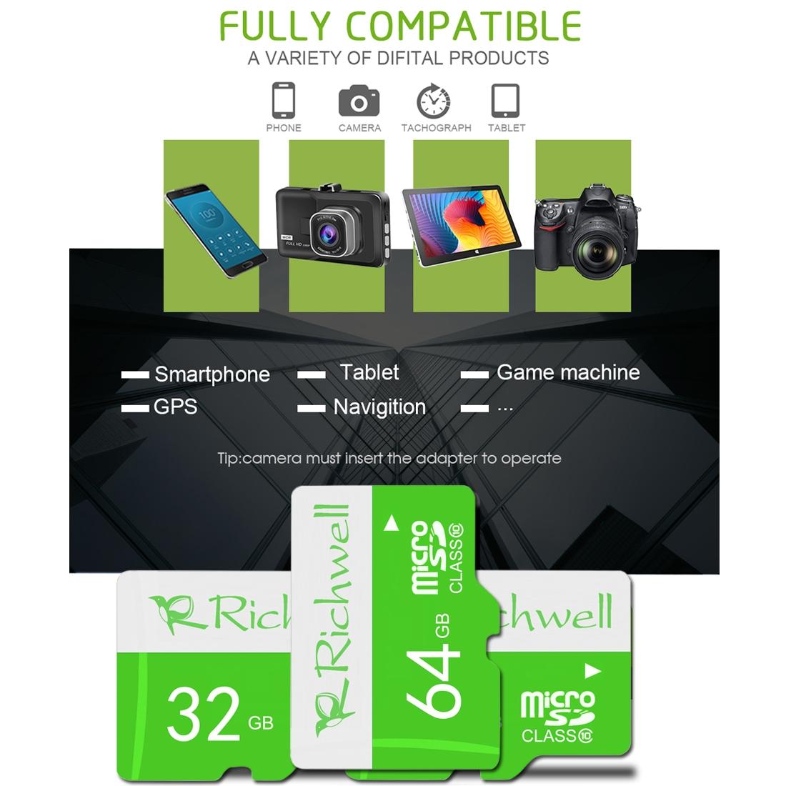 Richwell 64GB High Speed Class 10 Micro SDTF Memory Card