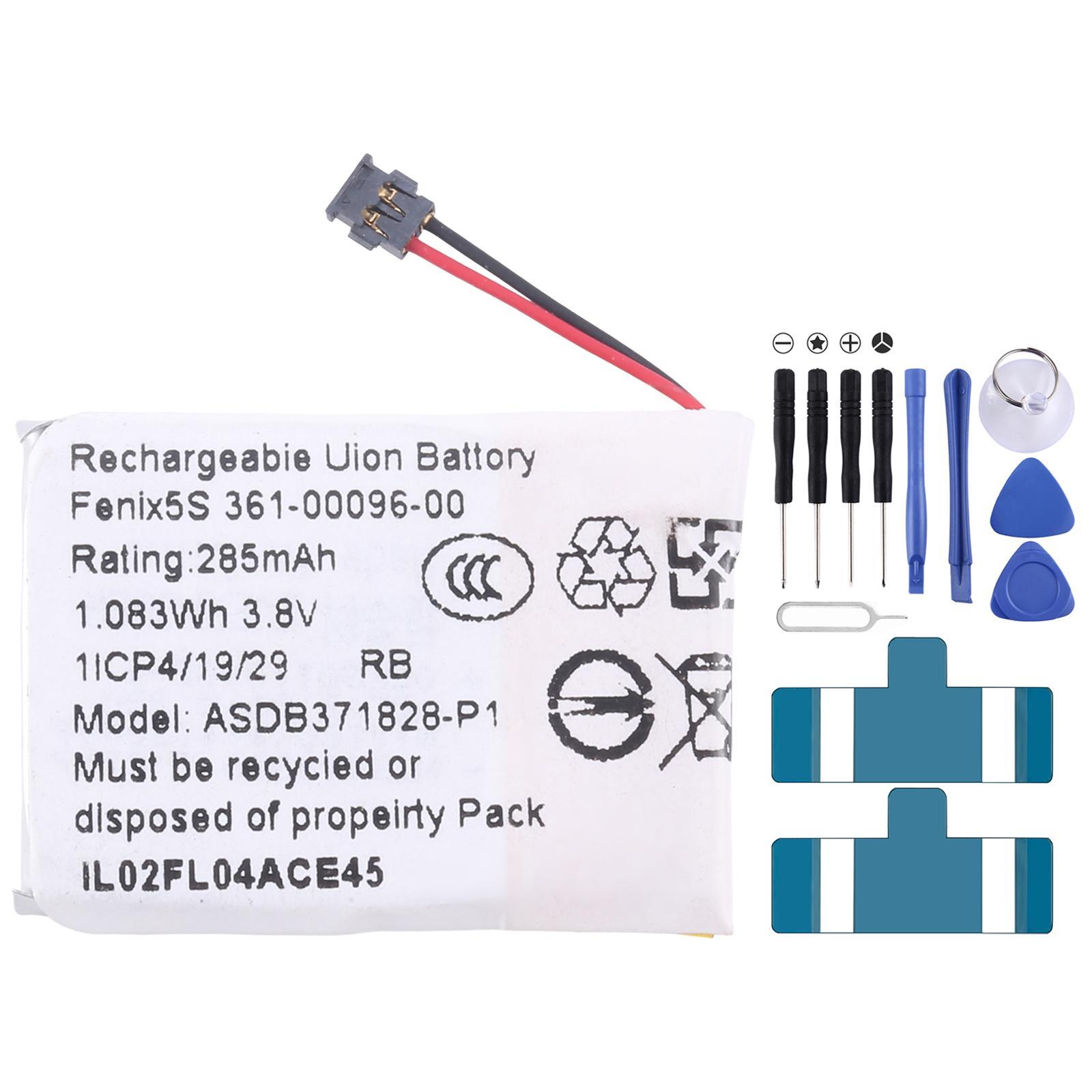 For Garmin Fenix 5S - 5S Plus 361-00096-00 285mA Battery Replacement
