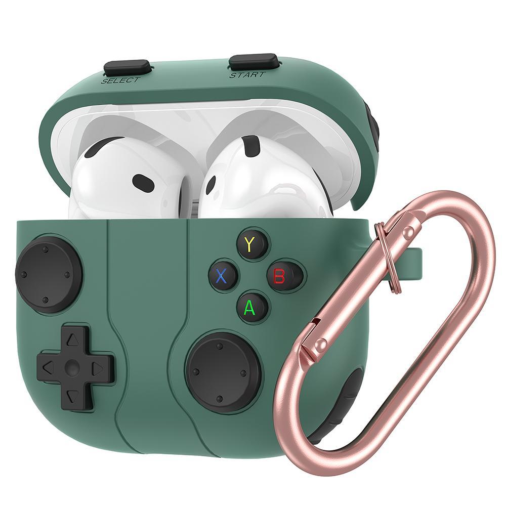 For AirPods 4 Game Console Style Wireless Earphone Silicone CasePine Green