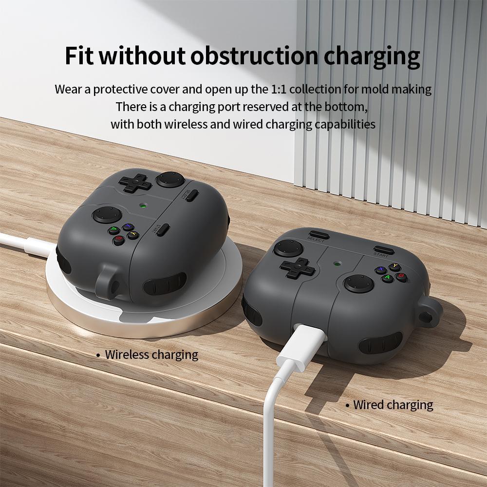 For AirPods 4 Game Console Style Wireless Earphone Silicone CasePine Green