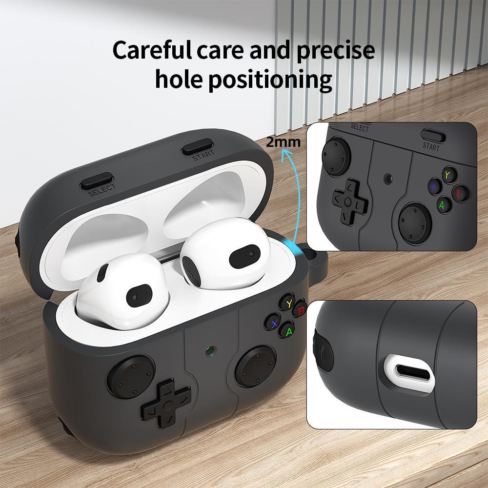 For AirPods 4 Game Console Style Wireless Earphone Silicone CasePine Green