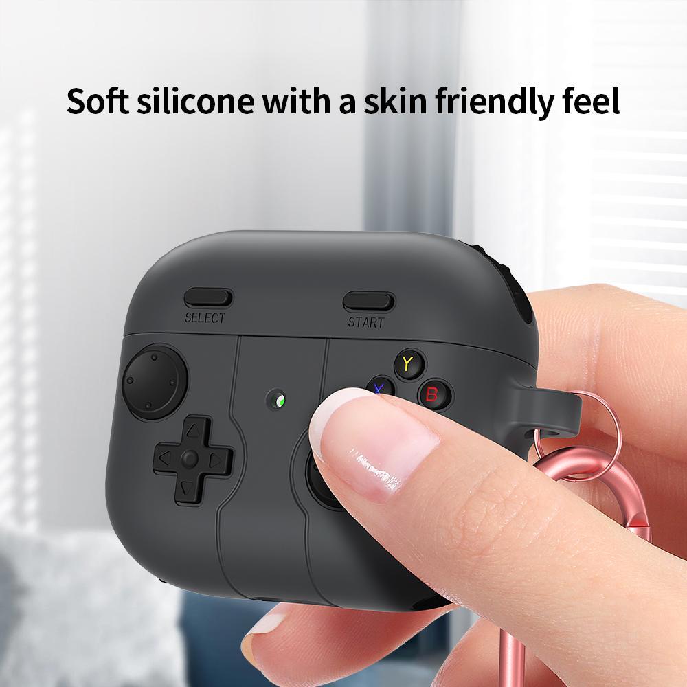 For AirPods 4 Game Console Style Wireless Earphone Silicone CasePine Green