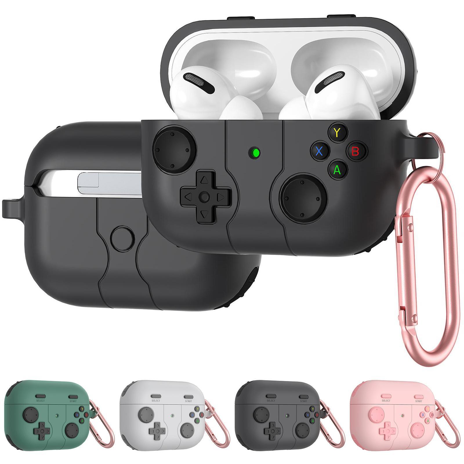 For AirPods 4 Game Console Style Wireless Earphone Silicone CasePine Green