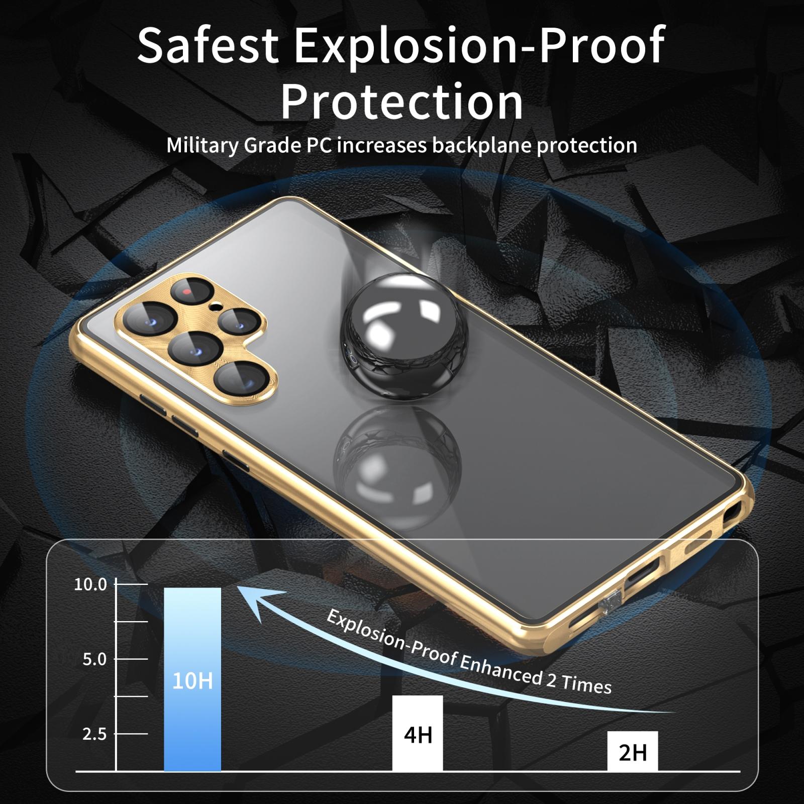 For Samsung Galaxy S25 Ultra 5G Privacy Full Cover Magnetic Metal Tempered Glass Phone CaseBlack