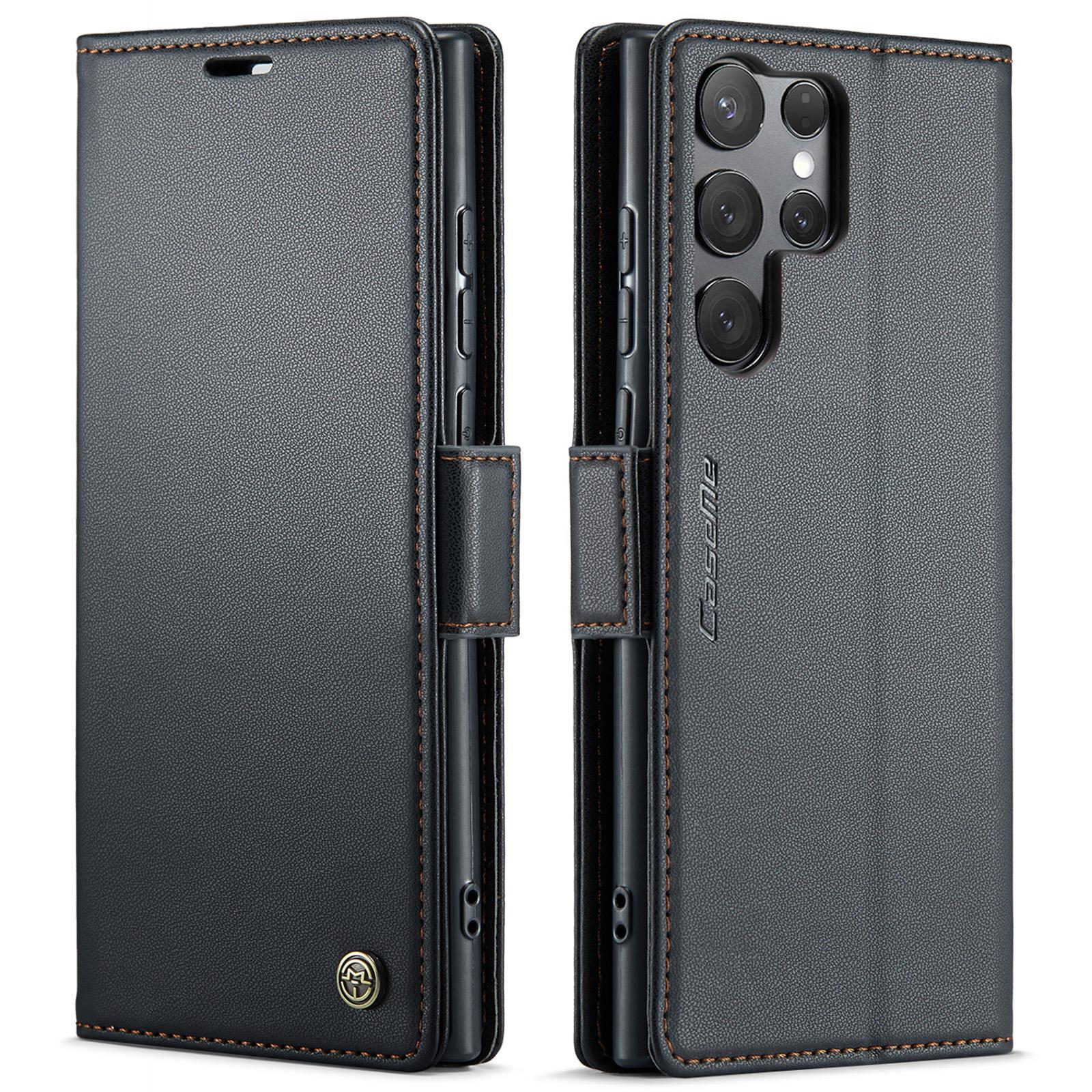 for samsung galaxy s25 ultra 5g caseme 023 butterfly buckle litchi texture rfid anti-theft leather phone caseblack