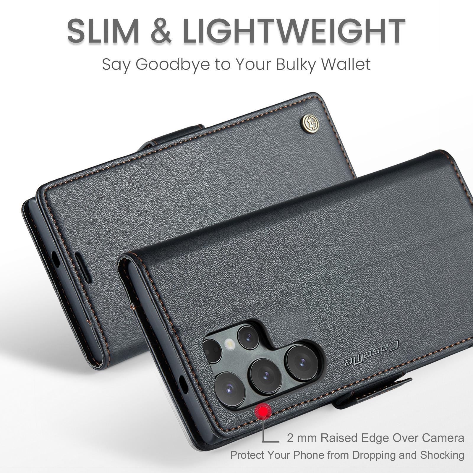 For Samsung Galaxy S25 Ultra 5G CaseMe 023 Butterfly Buckle Litchi Texture RFID Anti-theft Leather Phone CaseBlack