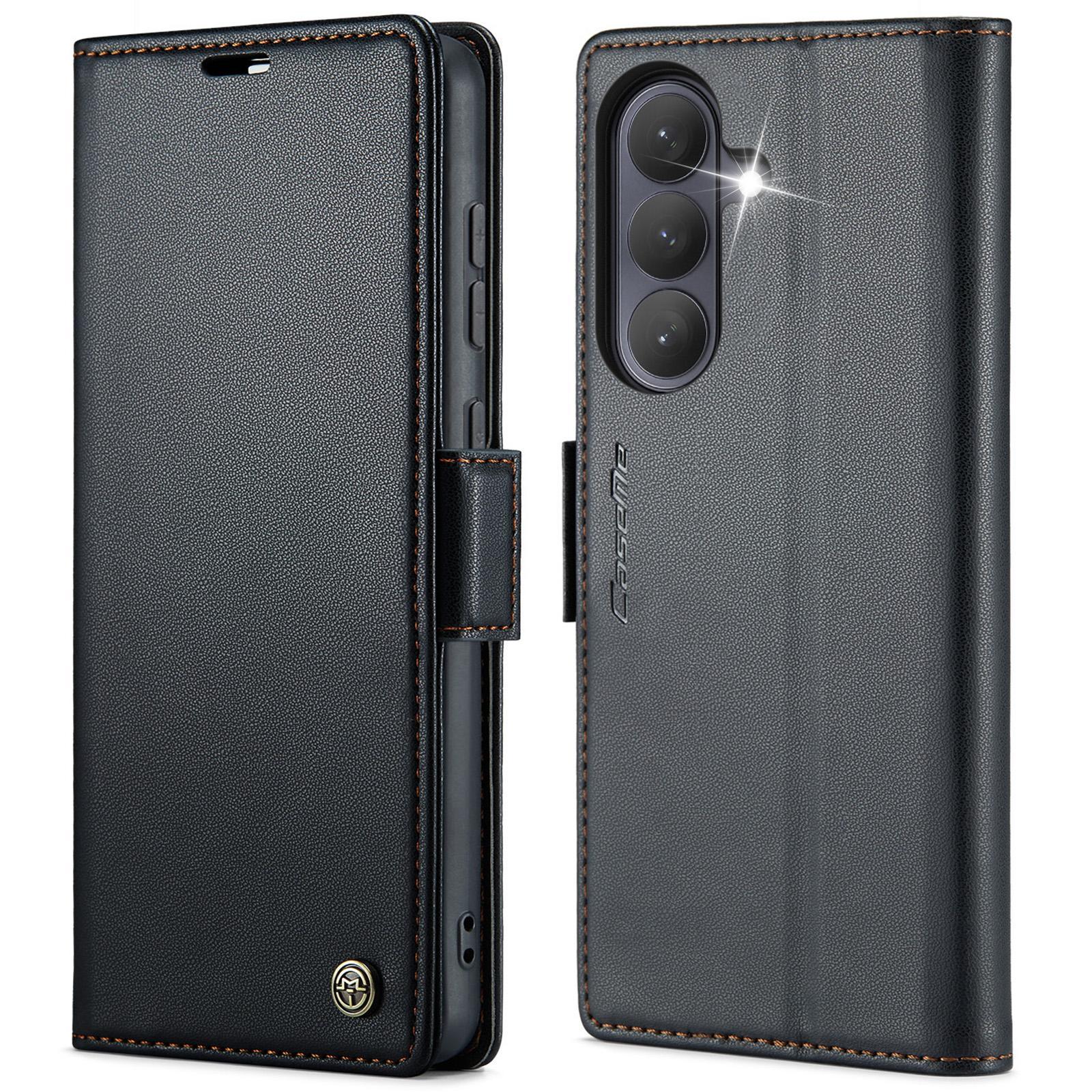 For Samsung Galaxy S25 Ultra 5G CaseMe 023 Butterfly Buckle Litchi Texture RFID Anti-theft Leather Phone CaseBlack