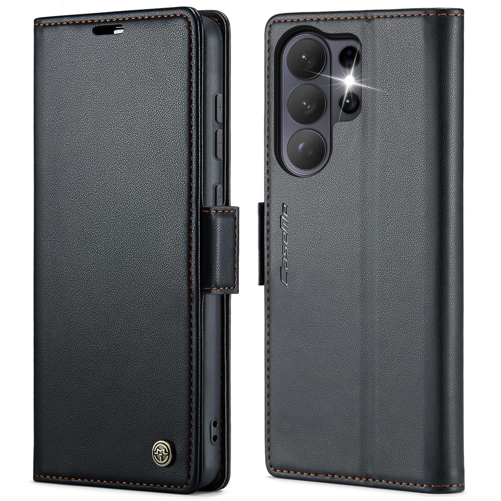 For Samsung Galaxy S25 Ultra 5G CaseMe 023 Butterfly Buckle Litchi Texture RFID Anti-theft Leather Phone CaseBlack