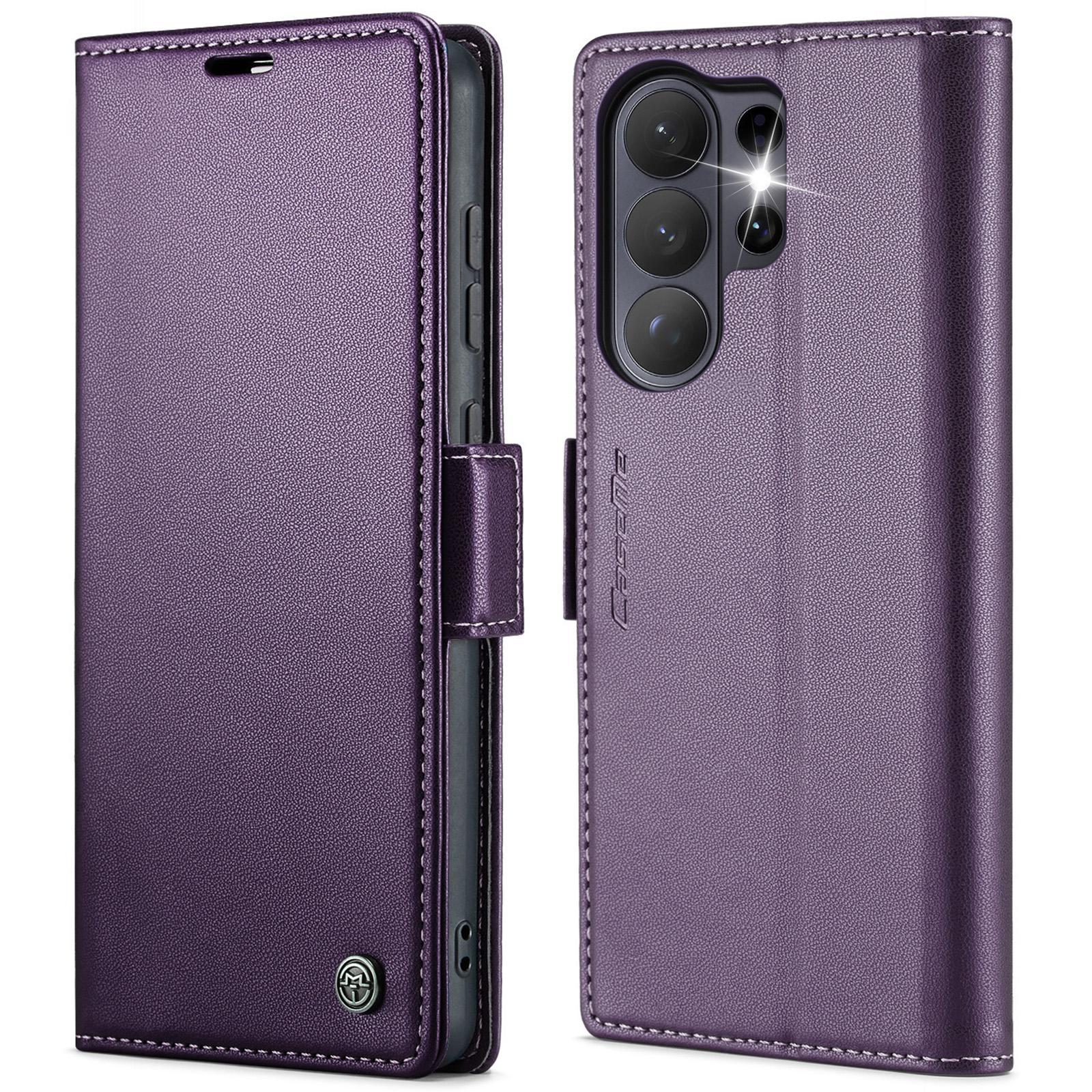 For Samsung Galaxy S25 Ultra 5G CaseMe 023 Butterfly Buckle Litchi Texture RFID Anti-theft Leather Phone CaseBlack