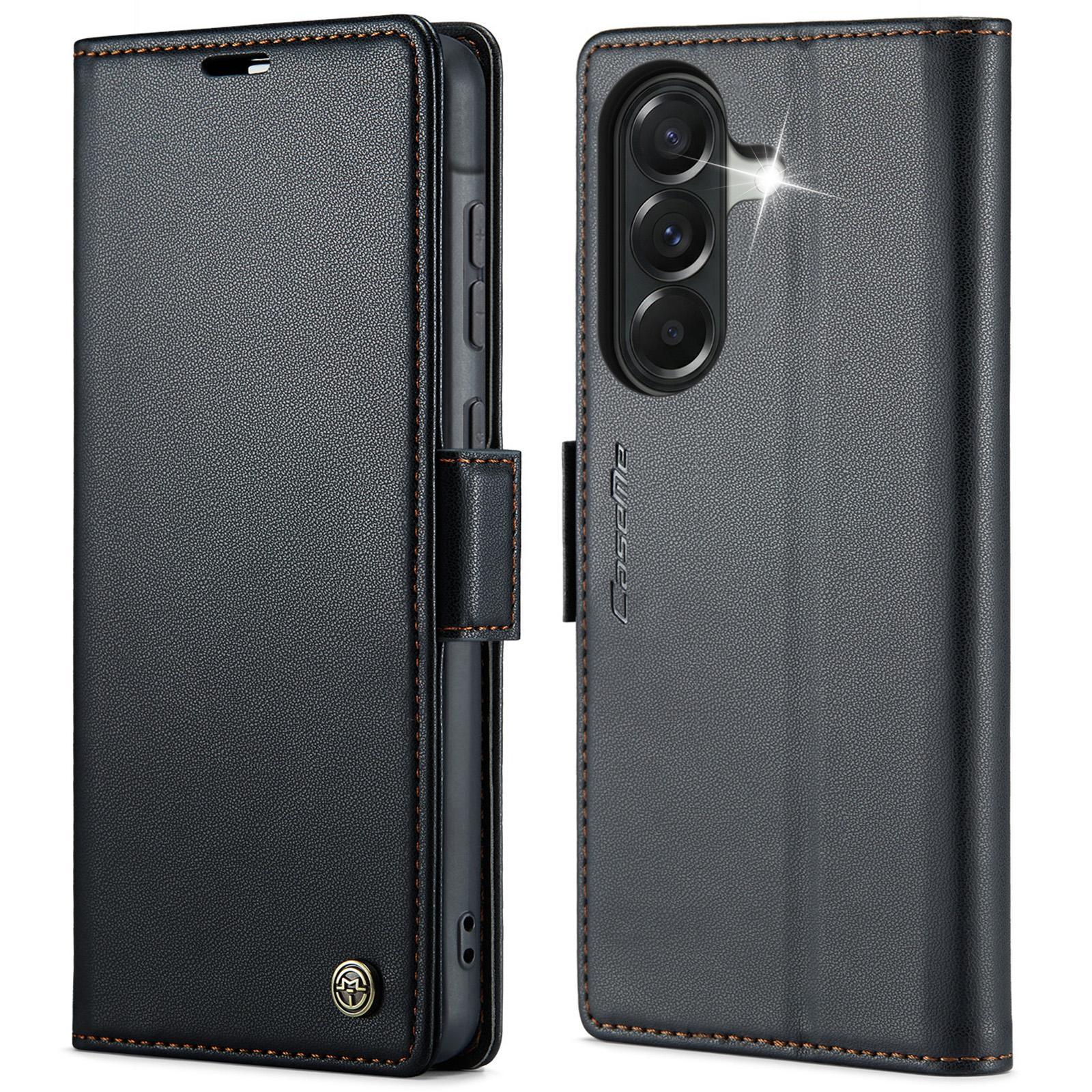For Samsung Galaxy S25 Ultra 5G CaseMe 023 Butterfly Buckle Litchi Texture RFID Anti-theft Leather Phone CaseBlack