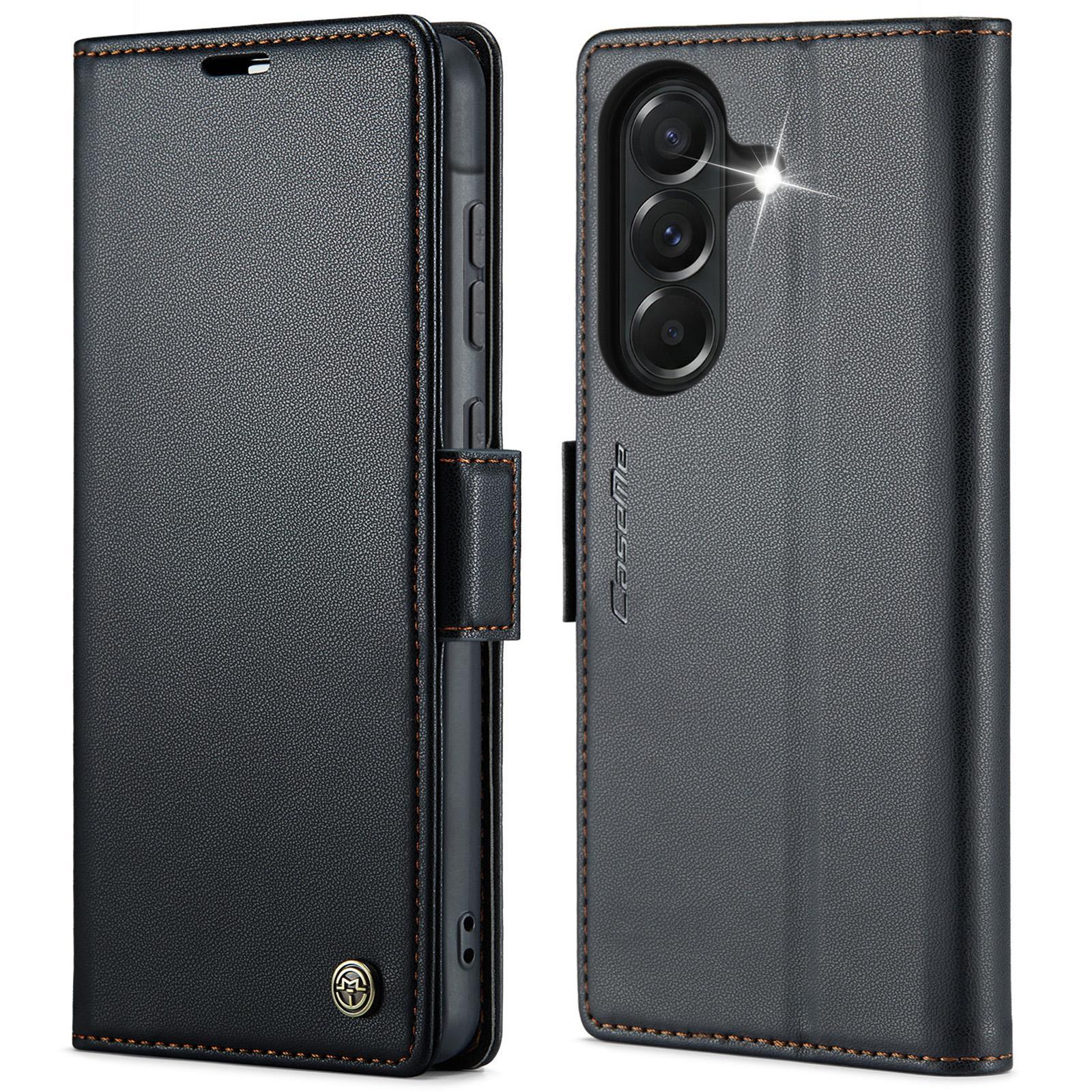For Samsung Galaxy S25 Ultra 5G CaseMe 023 Butterfly Buckle Litchi Texture RFID Anti-theft Leather Phone CaseBlack