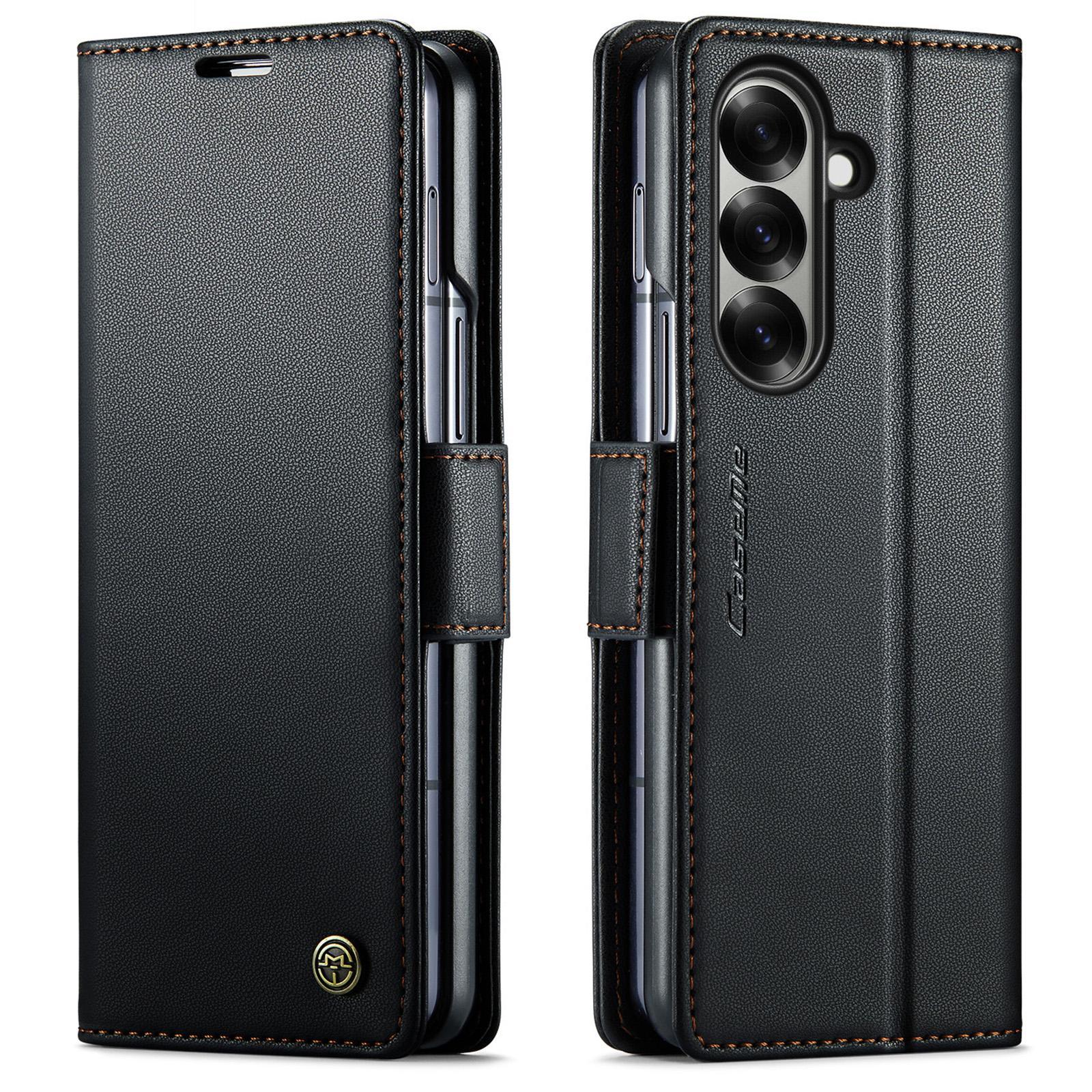 For Samsung Galaxy S25 Ultra 5G CaseMe 023 Butterfly Buckle Litchi Texture RFID Anti-theft Leather Phone CaseBlack