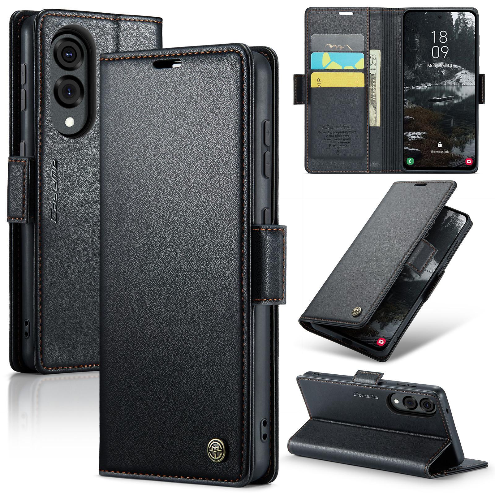 For Samsung Galaxy S25 Ultra 5G CaseMe 023 Butterfly Buckle Litchi Texture RFID Anti-theft Leather Phone CaseBlack