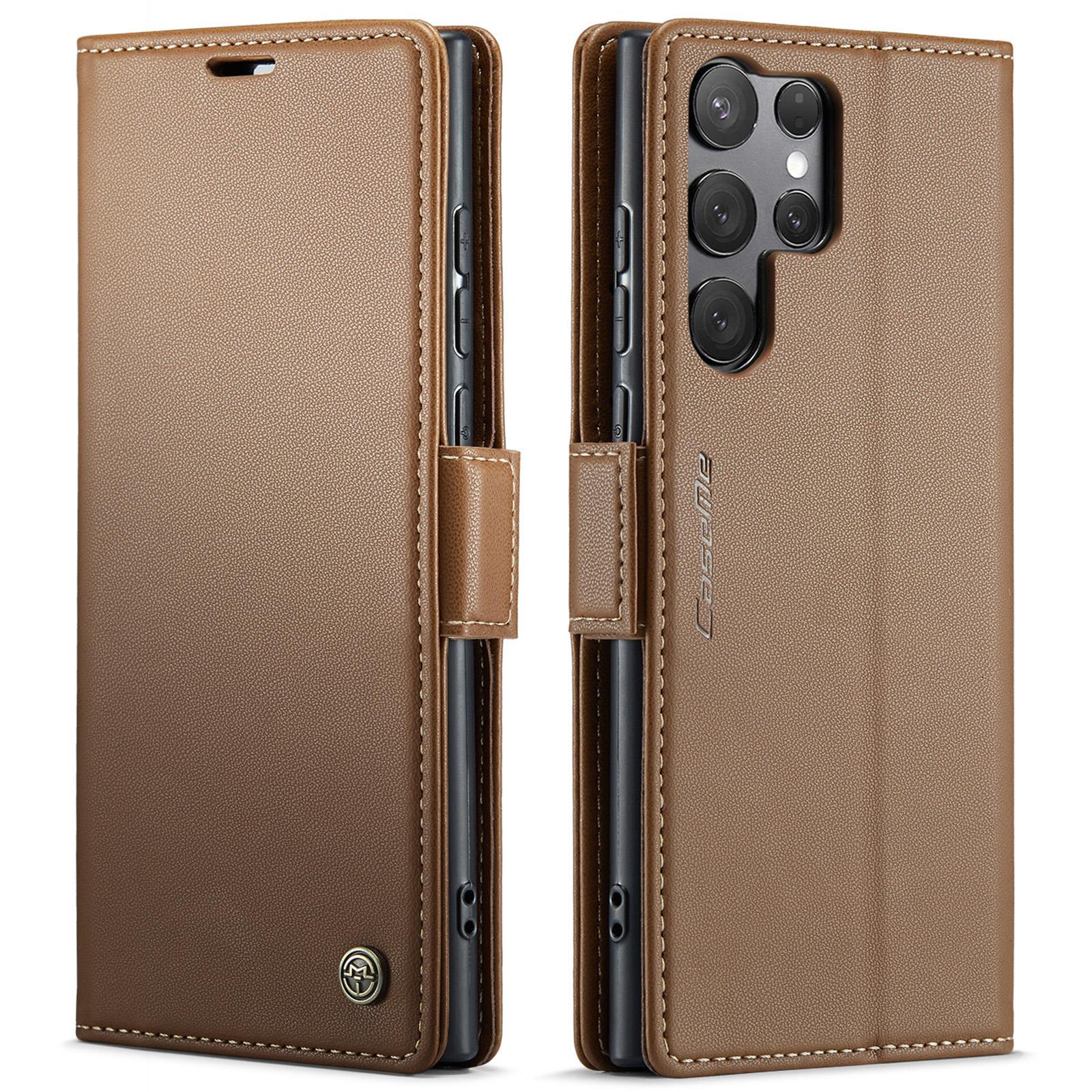 For Samsung Galaxy S25 Ultra 5G CaseMe 023 Butterfly Buckle Litchi Texture RFID Anti-theft Leather Phone CaseBlack