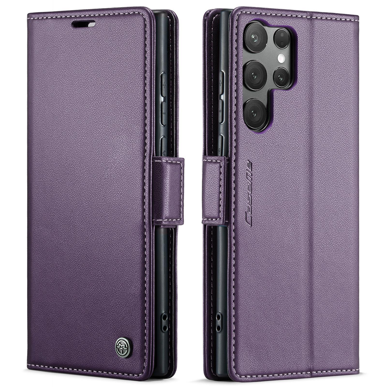 For Samsung Galaxy S25 Ultra 5G CaseMe 023 Butterfly Buckle Litchi Texture RFID Anti-theft Leather Phone CaseBlack