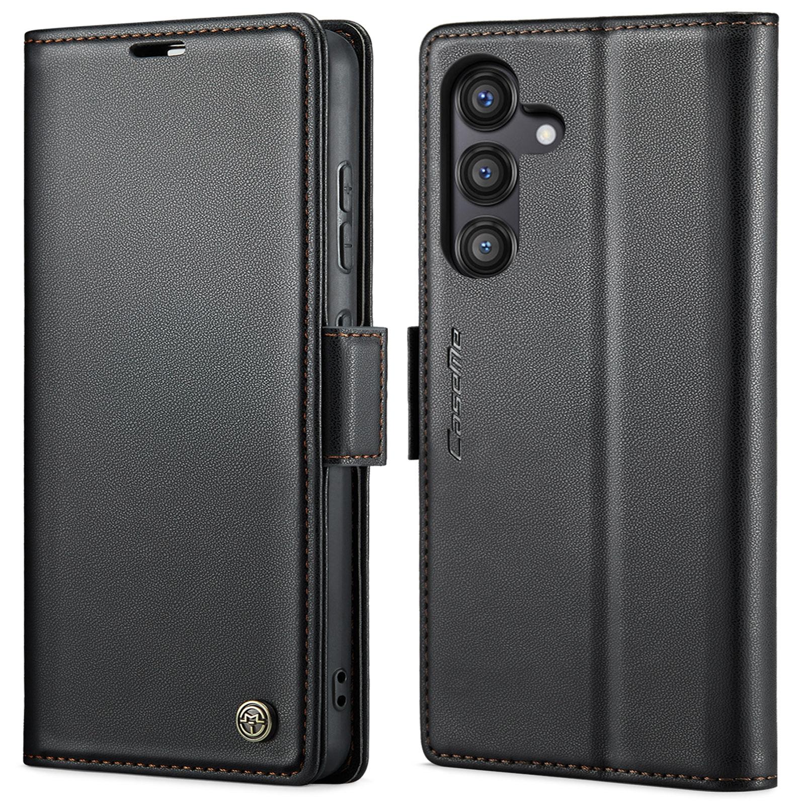 For Samsung Galaxy S25 Ultra 5G CaseMe 023 Butterfly Buckle Litchi Texture RFID Anti-theft Leather Phone CaseBlack
