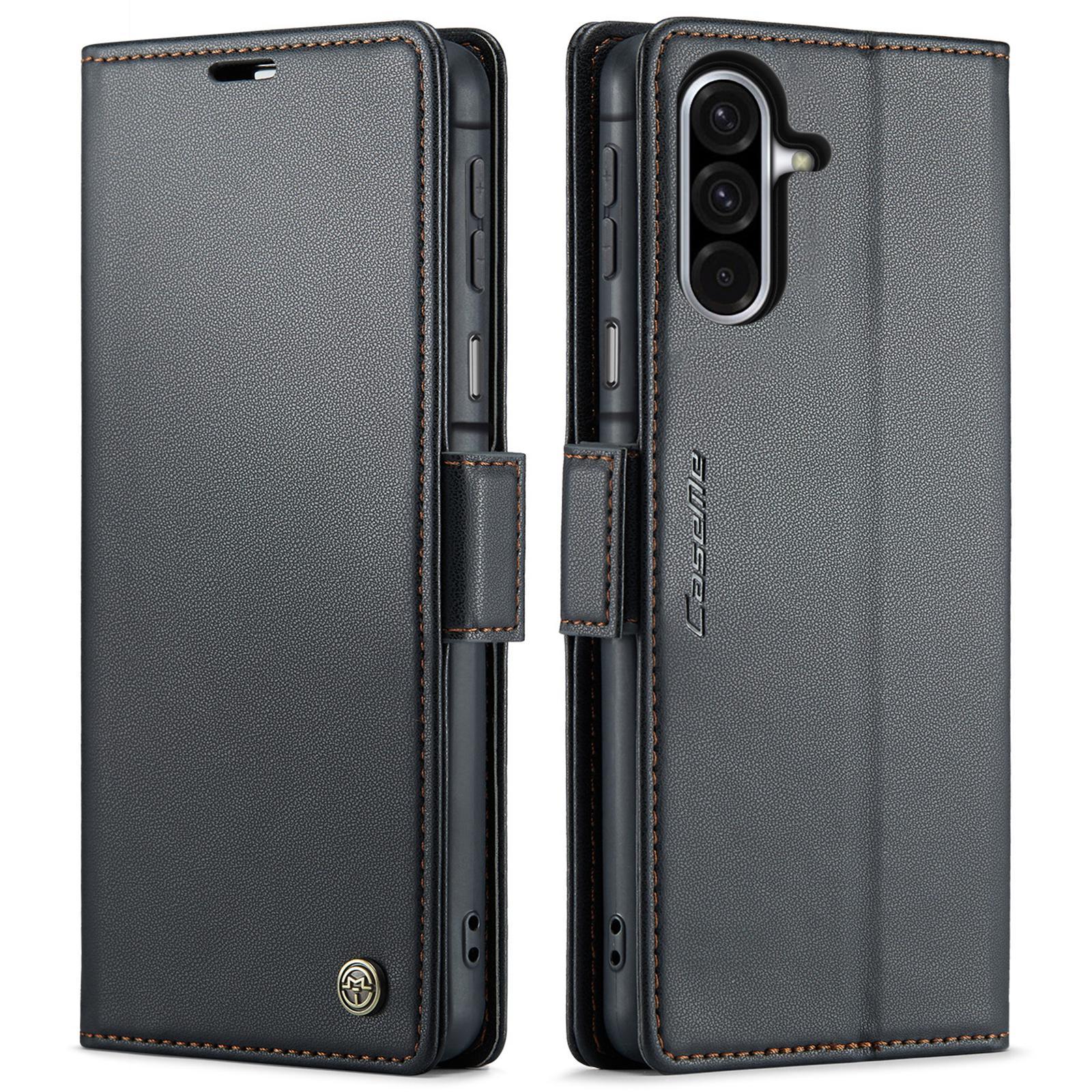 For Samsung Galaxy S25 Ultra 5G CaseMe 023 Butterfly Buckle Litchi Texture RFID Anti-theft Leather Phone CaseBlack
