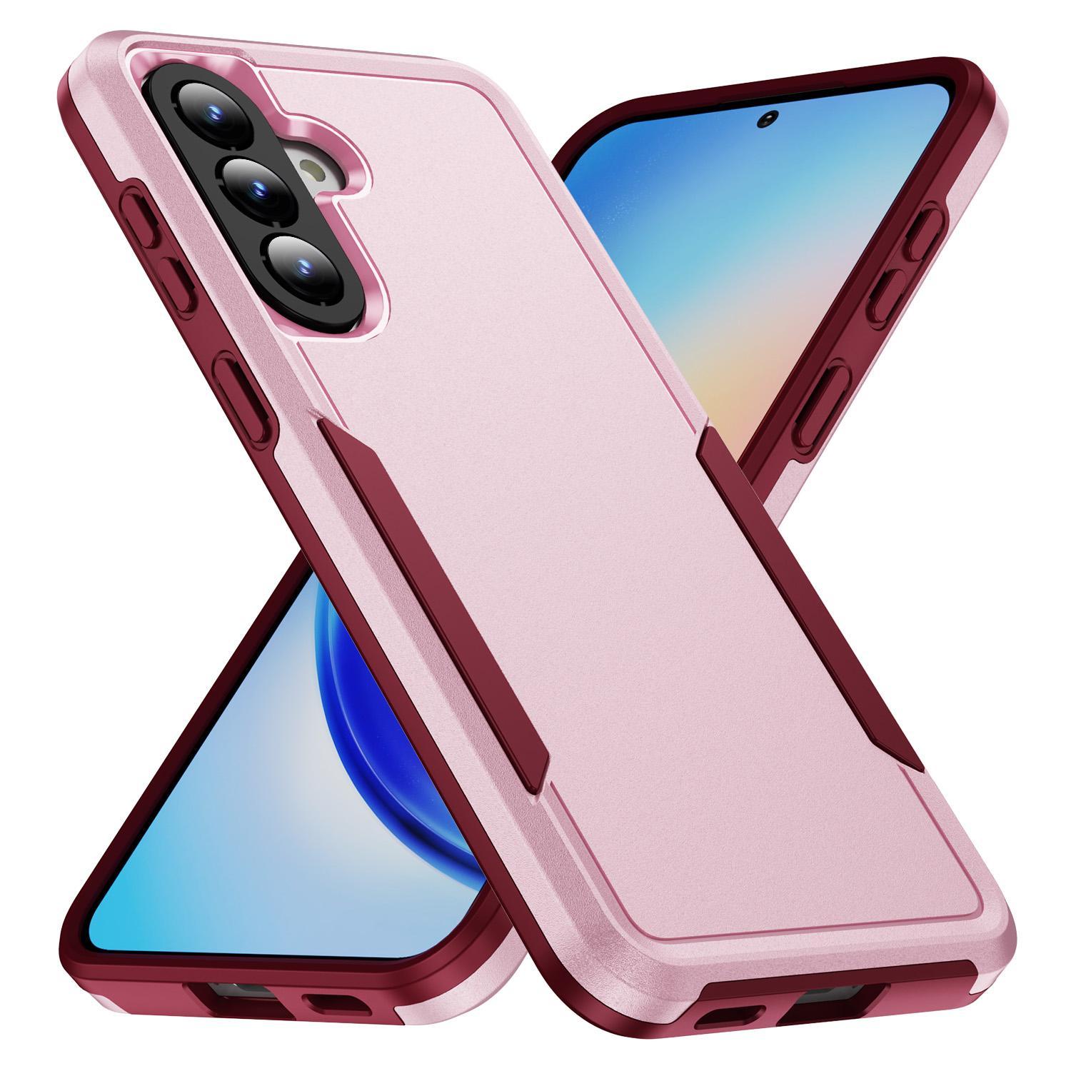 For Samsung Galaxy A57 5G Pioneer Armor Heavy Duty PC Hybrid TPU Phone CaseWhite+Pink