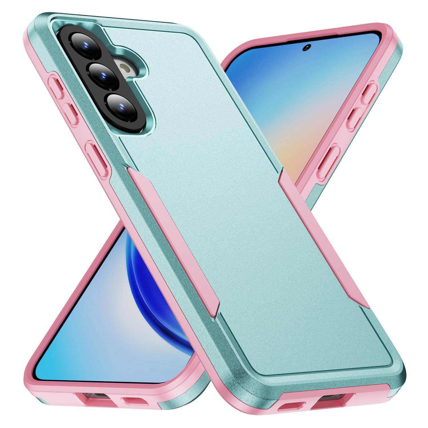 For Samsung Galaxy A57 5G Pioneer Armor Heavy Duty PC Hybrid TPU Phone CaseWhite+Pink