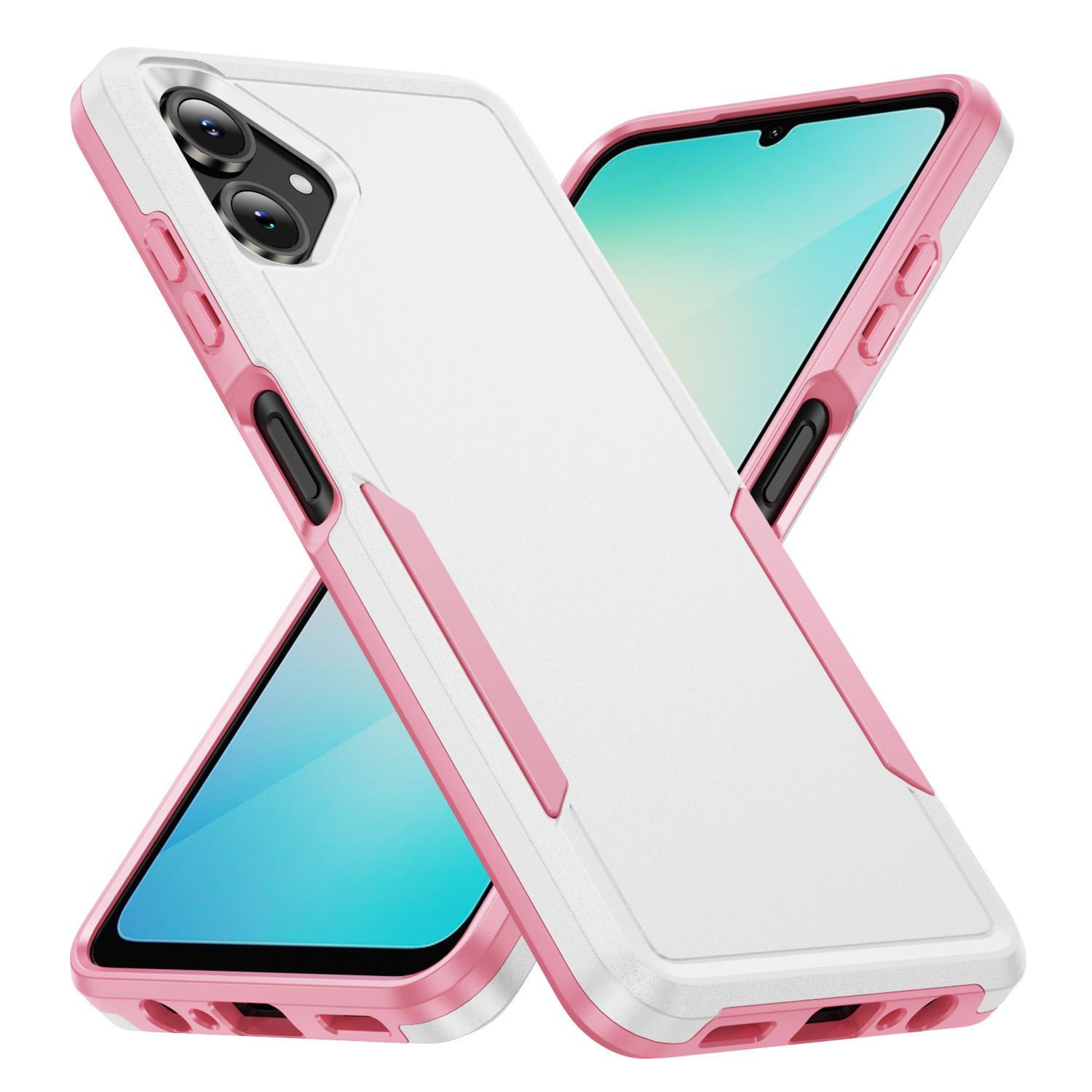 For Samsung Galaxy A57 5G Pioneer Armor Heavy Duty PC Hybrid TPU Phone CaseWhite+Pink
