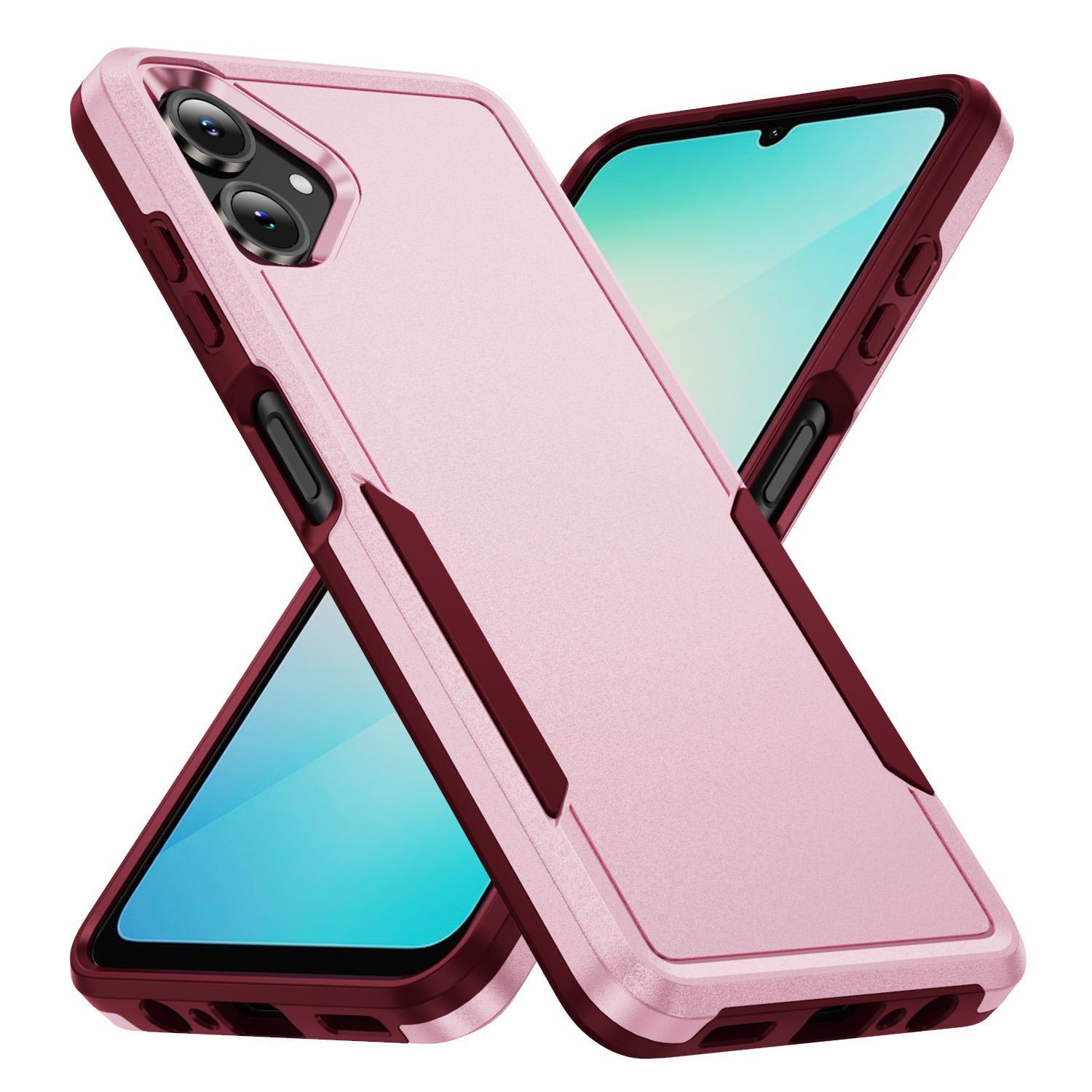 For Samsung Galaxy A57 5G Pioneer Armor Heavy Duty PC Hybrid TPU Phone CaseWhite+Pink