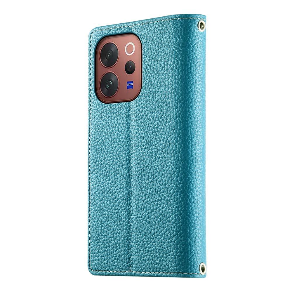 For vivo V70 5G - S50 5G Stitching Multi-card Zipper Wallet Leather Phone Case with Short StrapBlue