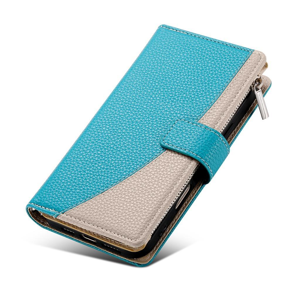 For vivo V70 5G - S50 5G Stitching Multi-card Zipper Wallet Leather Phone Case with Short StrapBlue