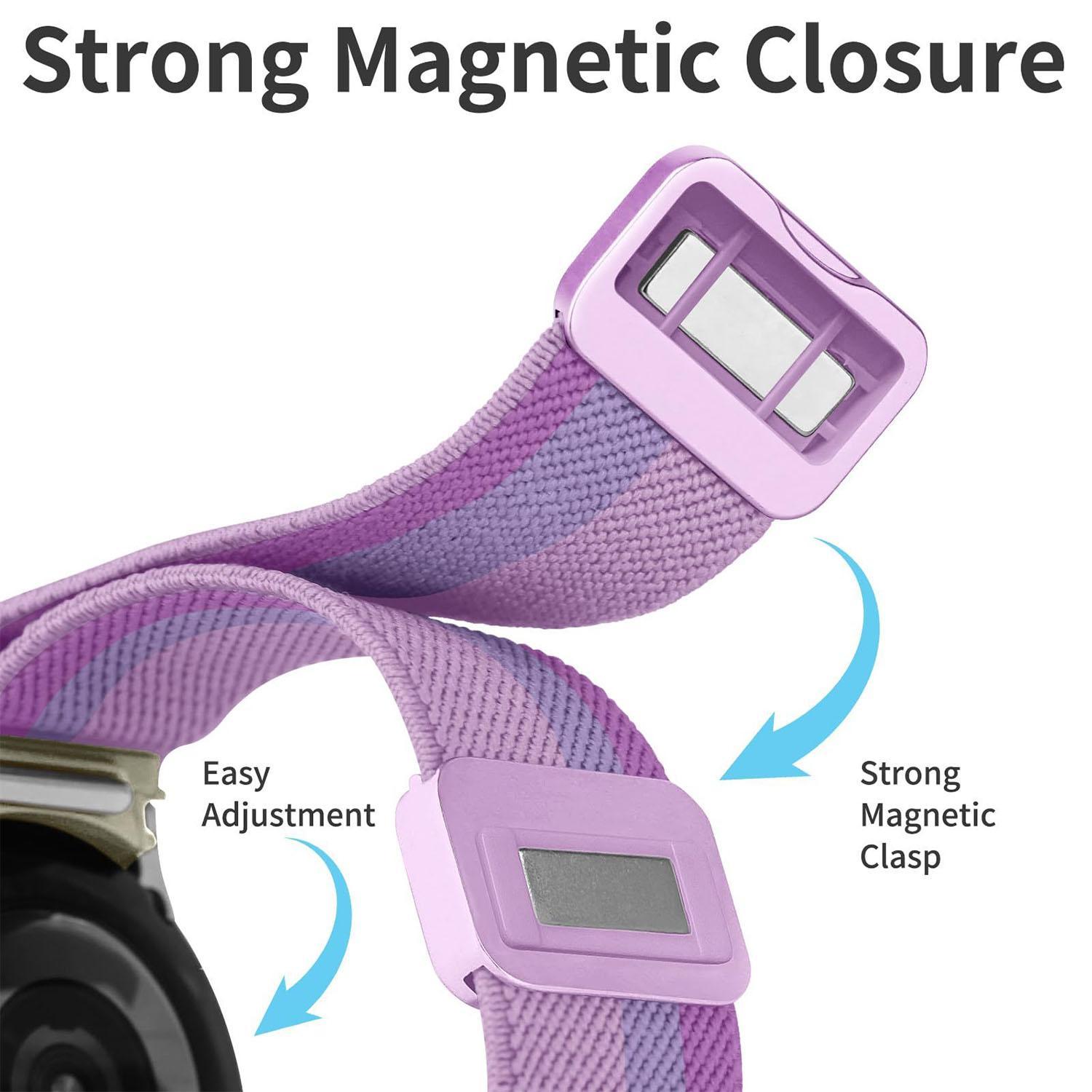 For Samsung Galaxy Watch FE 7 6 5 4 Press Button Twill Plastic Magnetic Buckle Nylon Watch Band 8