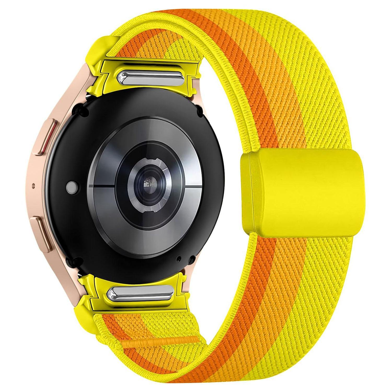 For Samsung Galaxy Watch FE 7 6 5 4 Press Button Twill Plastic Magnetic Buckle Nylon Watch Band 4