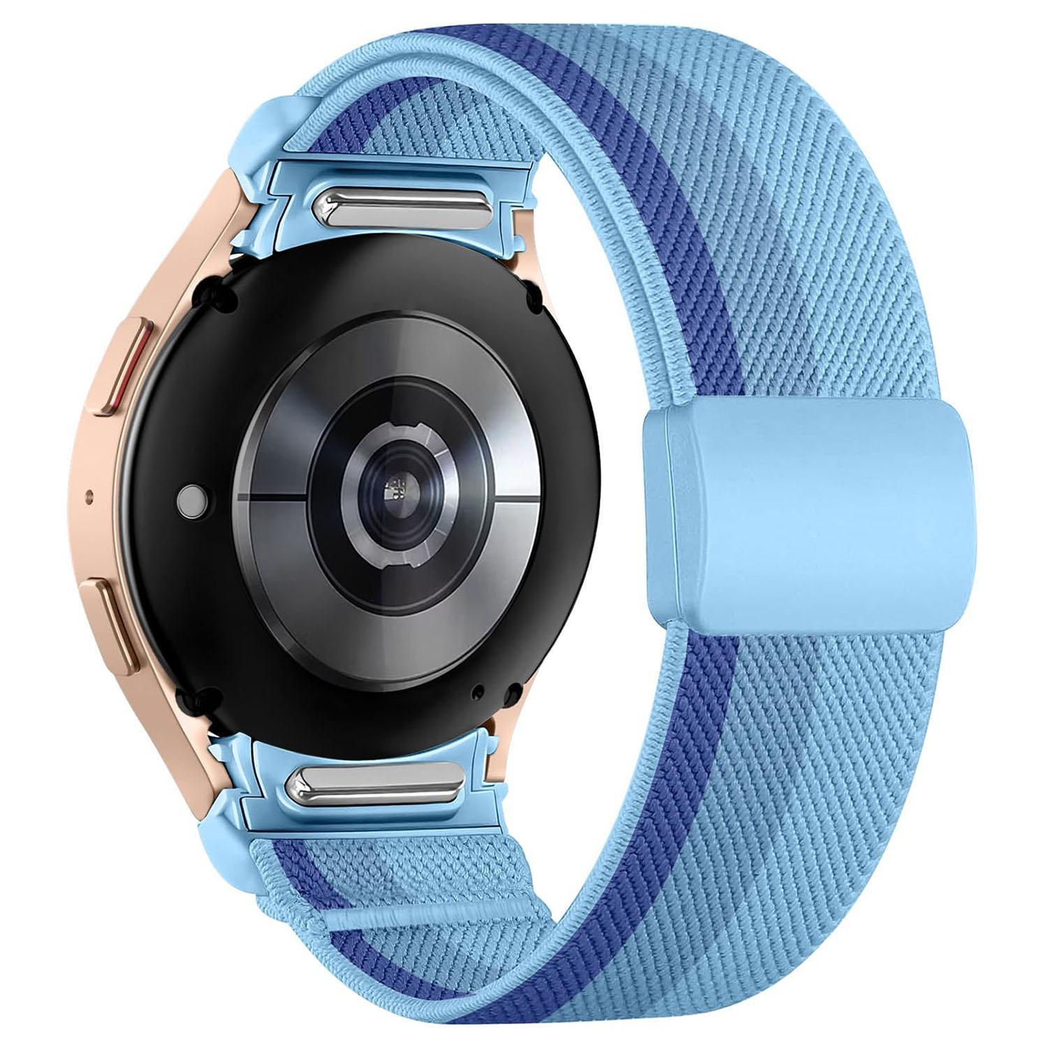 For Samsung Galaxy Watch FE 7 6 5 4 Press Button Twill Plastic Magnetic Buckle Nylon Watch Band 6