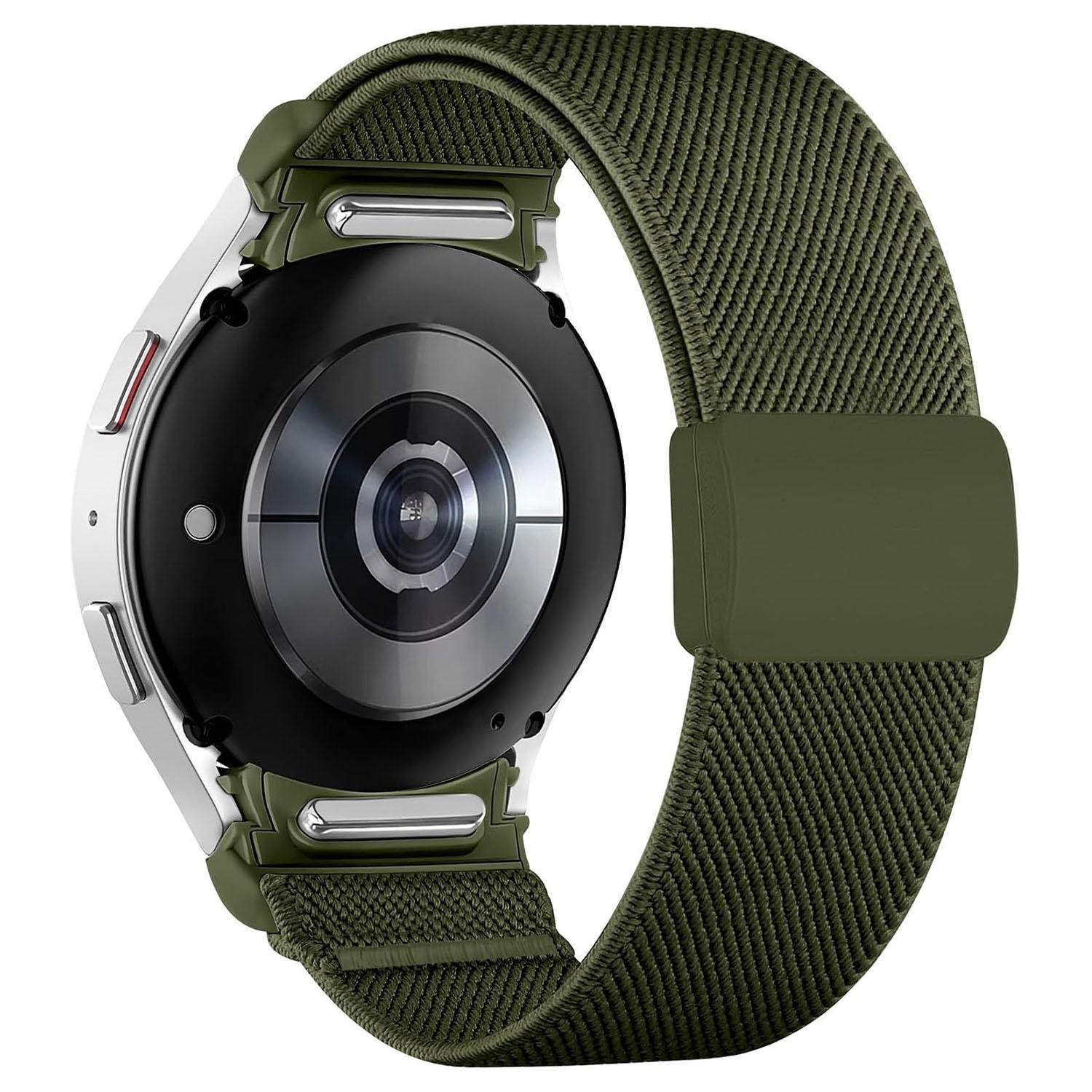 For Samsung Galaxy Watch FE 7 6 5 4 Press Button Twill Plastic Magnetic Buckle Nylon Watch Band 11