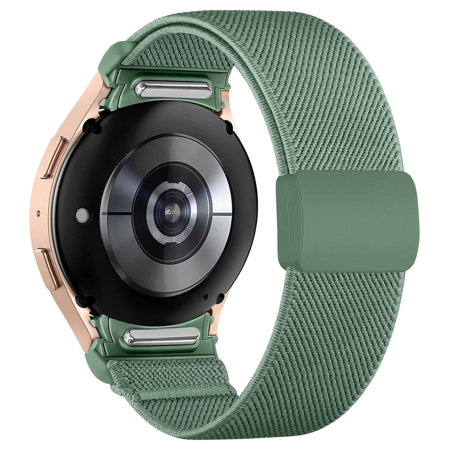 For Samsung Galaxy Watch FE 7 6 5 4 Press Button Twill Plastic Magnetic Buckle Nylon Watch Band 12