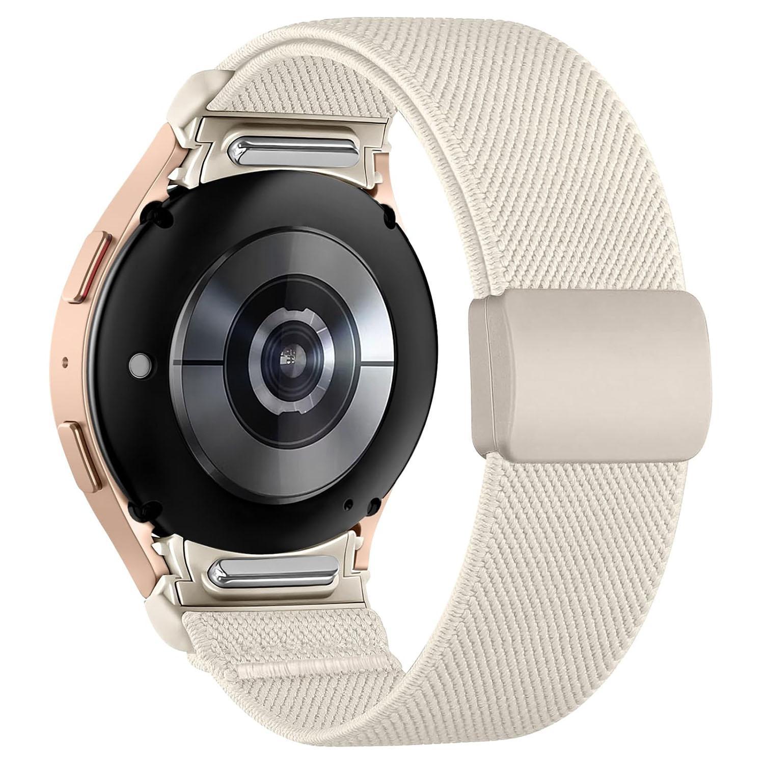 For Samsung Galaxy Watch FE 7 6 5 4 Press Button Twill Plastic Magnetic Buckle Nylon Watch Band 13