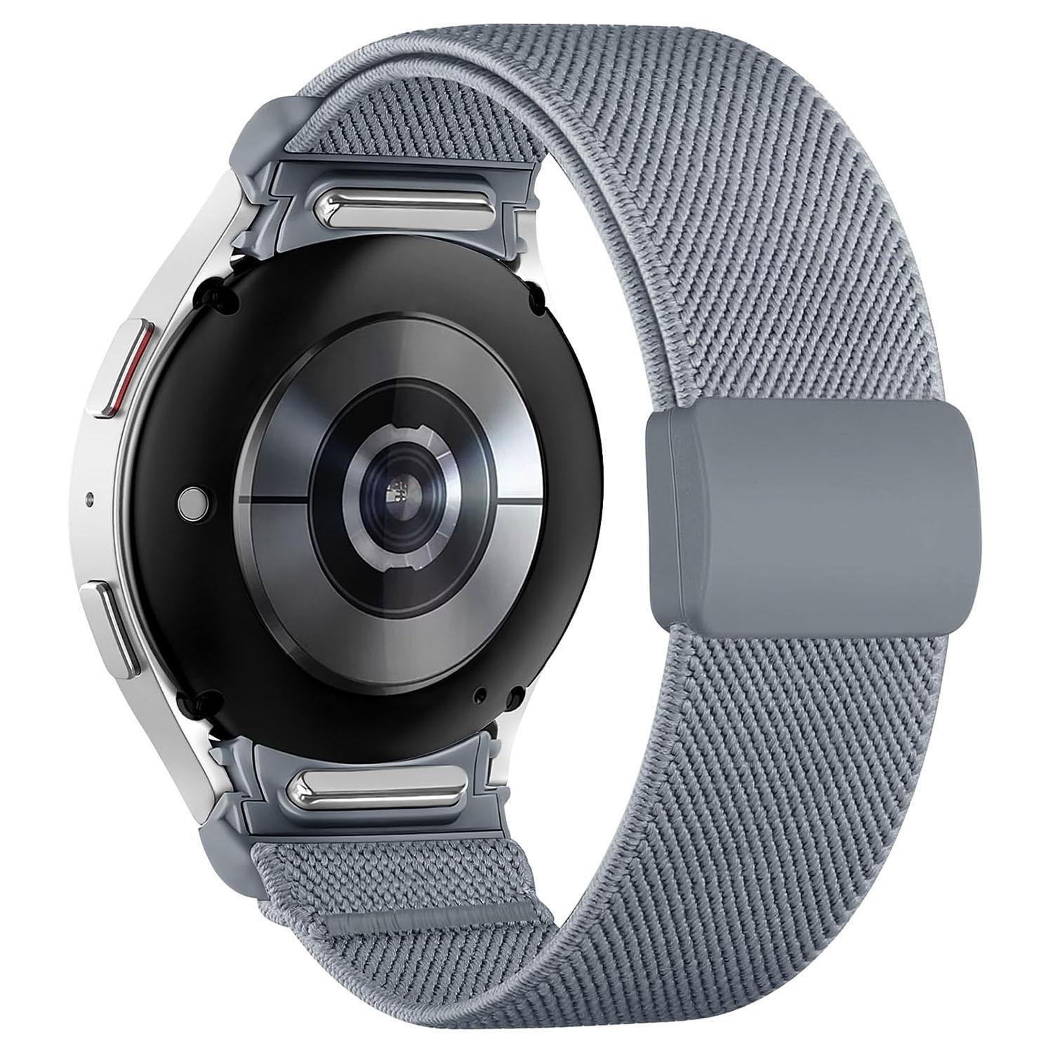 For Samsung Galaxy Watch FE 7 6 5 4 Press Button Twill Plastic Magnetic Buckle Nylon Watch Band 14