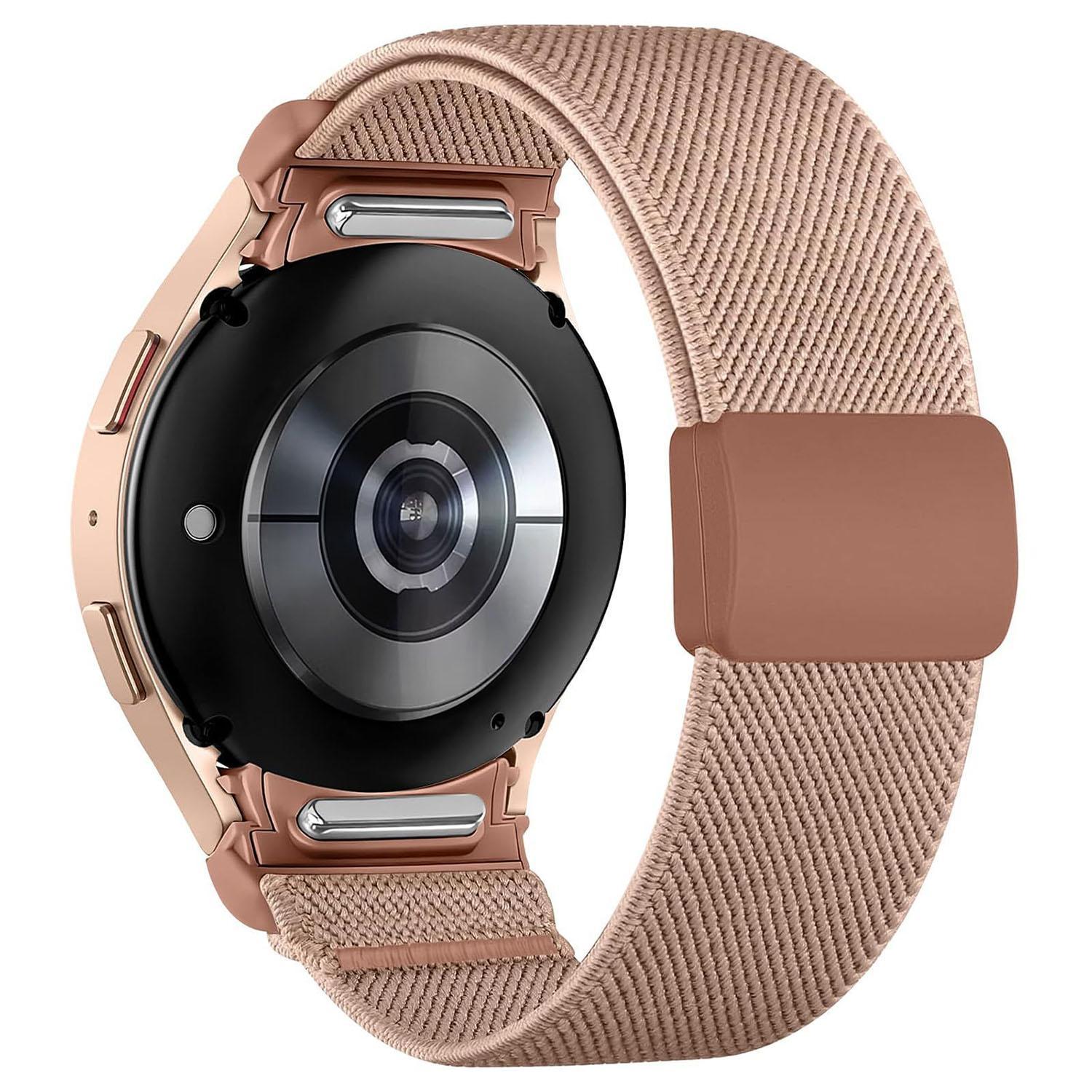 For Samsung Galaxy Watch FE 7 6 5 4 Press Button Twill Plastic Magnetic Buckle Nylon Watch Band 15