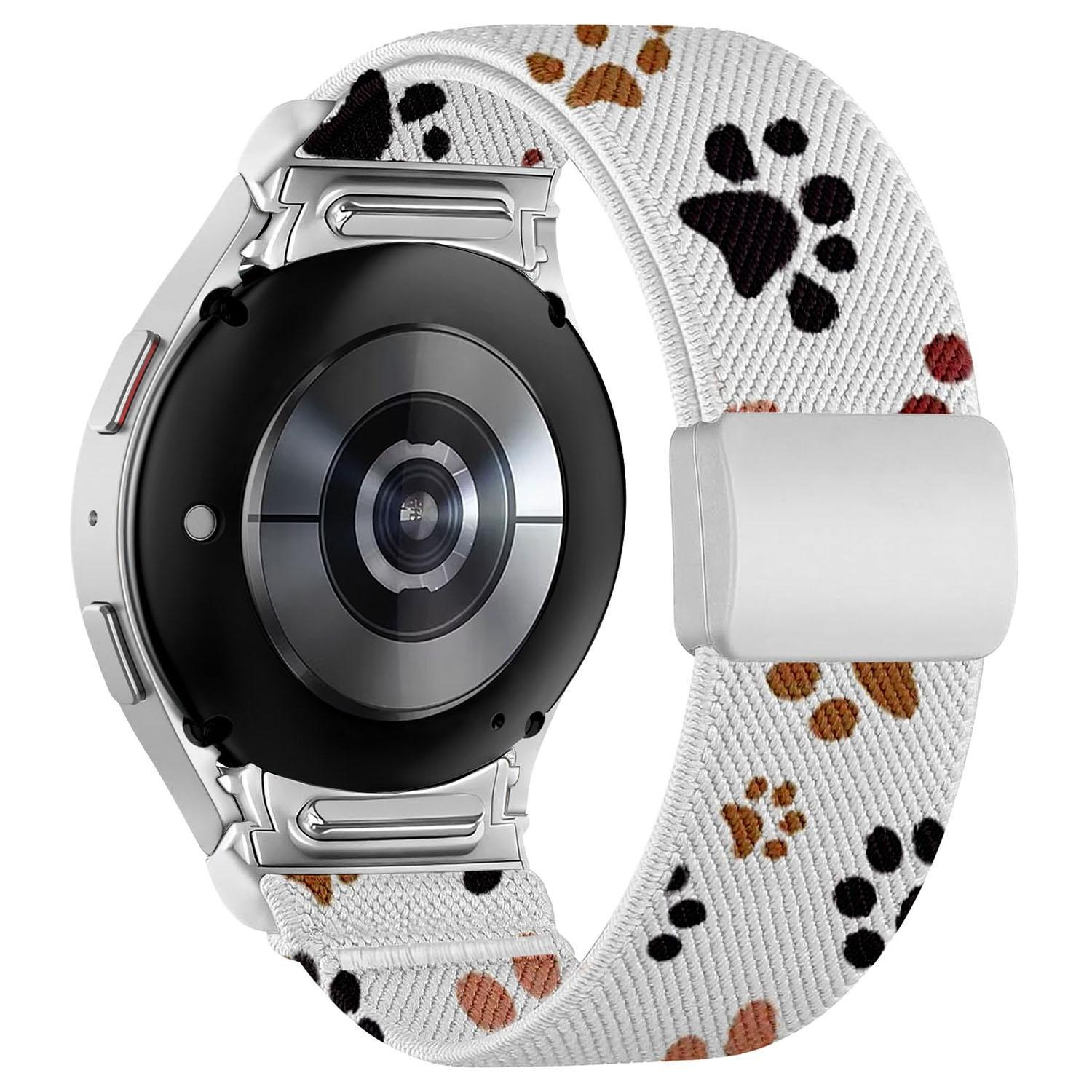 For Samsung Galaxy Watch FE 7 6 5 4 Press Button Twill Plastic Magnetic Buckle Nylon Watch Band 16