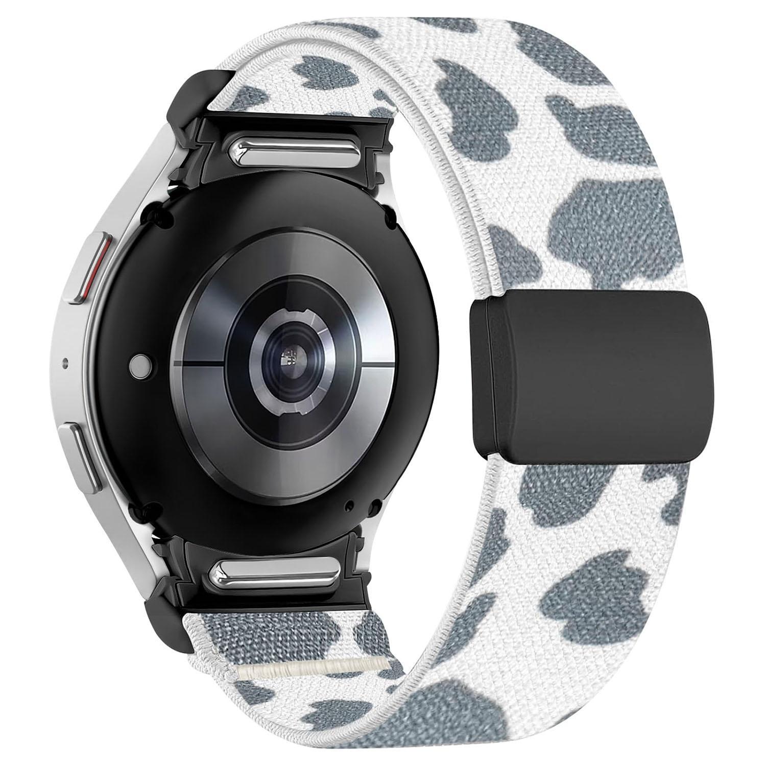 For Samsung Galaxy Watch FE 7 6 5 4 Press Button Twill Plastic Magnetic Buckle Nylon Watch Band 17