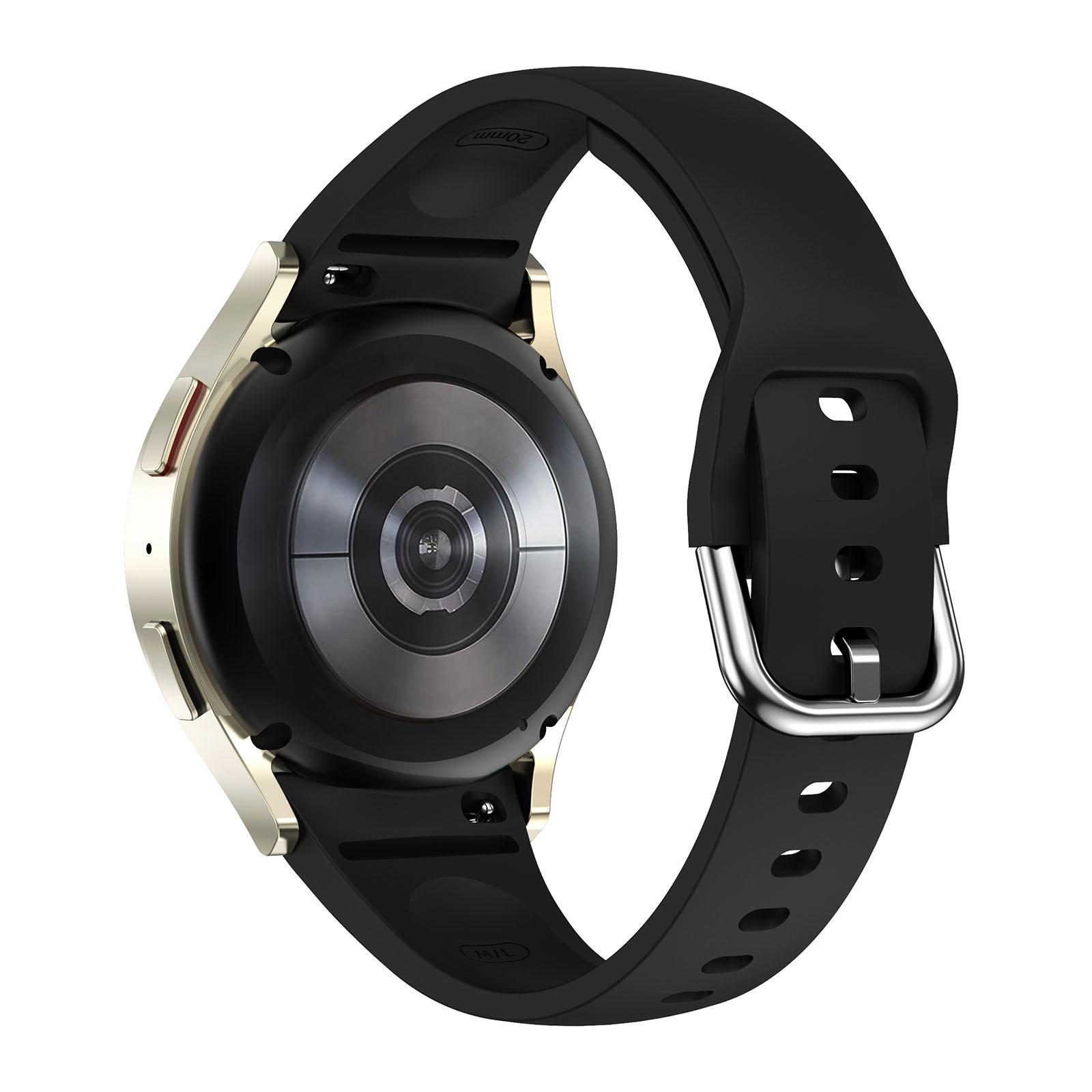 For Samsung Galaxy Watch FE - 7 - 6 - 5 - 4 Slim Silicone Watch Band(Black)